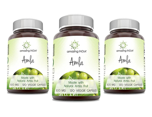 Amla 500 Mg per Serving 120 Veggie Capsules Supplement | Non-Gmo | Gluten Free | Made in USA | Suitable for Vegetarians | Pack of 3