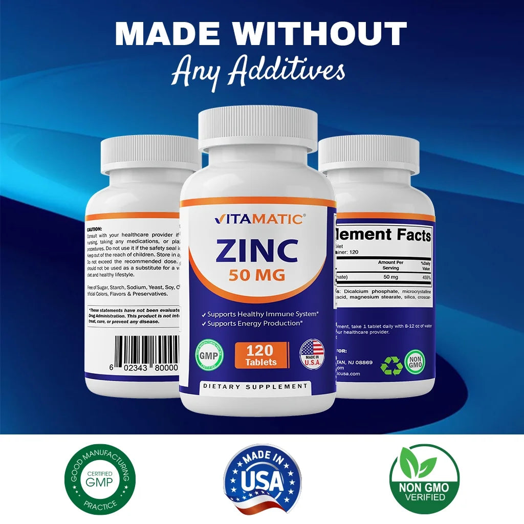 Zinc Supplement 50 Mg Zinc Gluconate, 2 Pack, 120 Ct