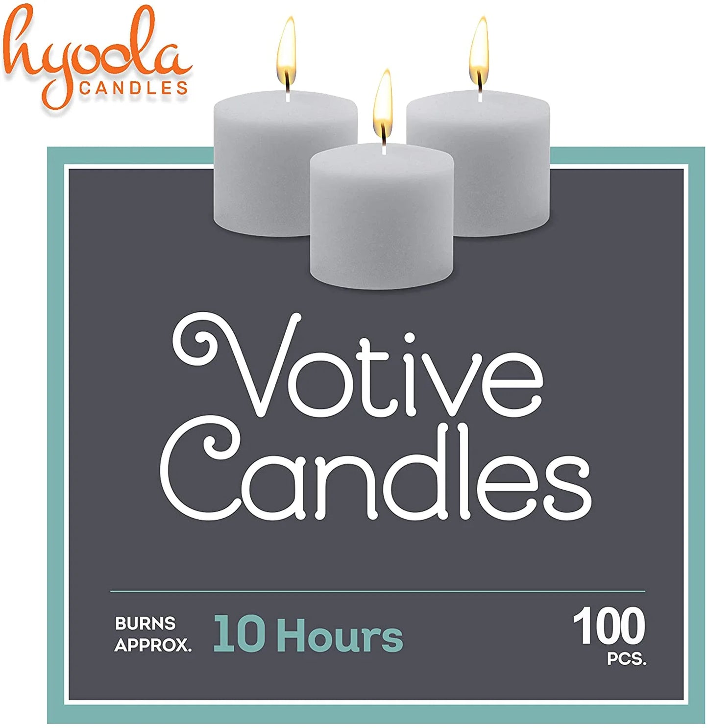 Bulk Unscented 10 Hour White Votive Candles, Paraffin Wax with Cotton Wicks, 100-Pack