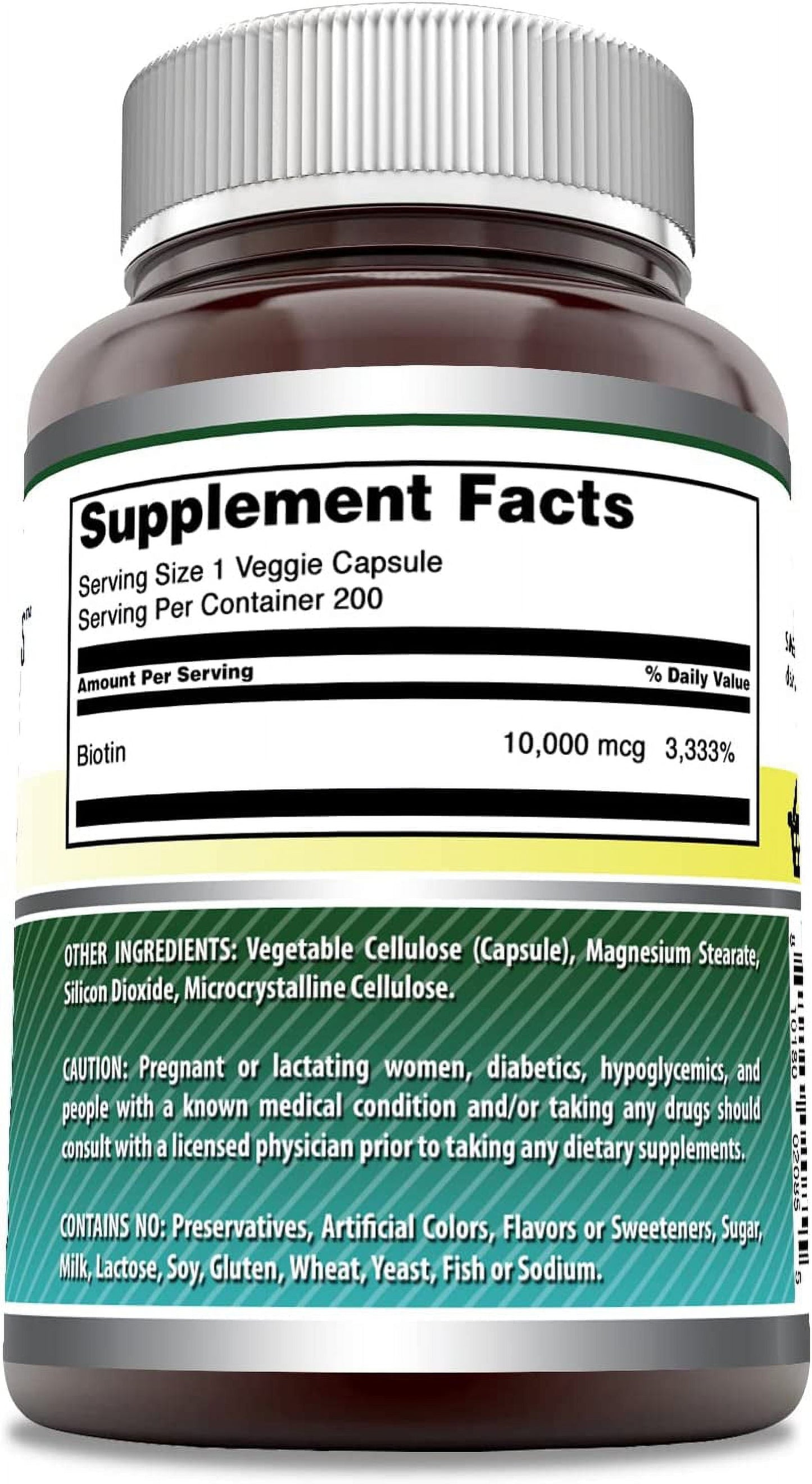Biotin Supplement - 10,000Mcg - 200 Veggie Capsules (Non-Gmo, Gluten Free) - Pack of 3 -Supports Healthy Hair, Skin & Nails