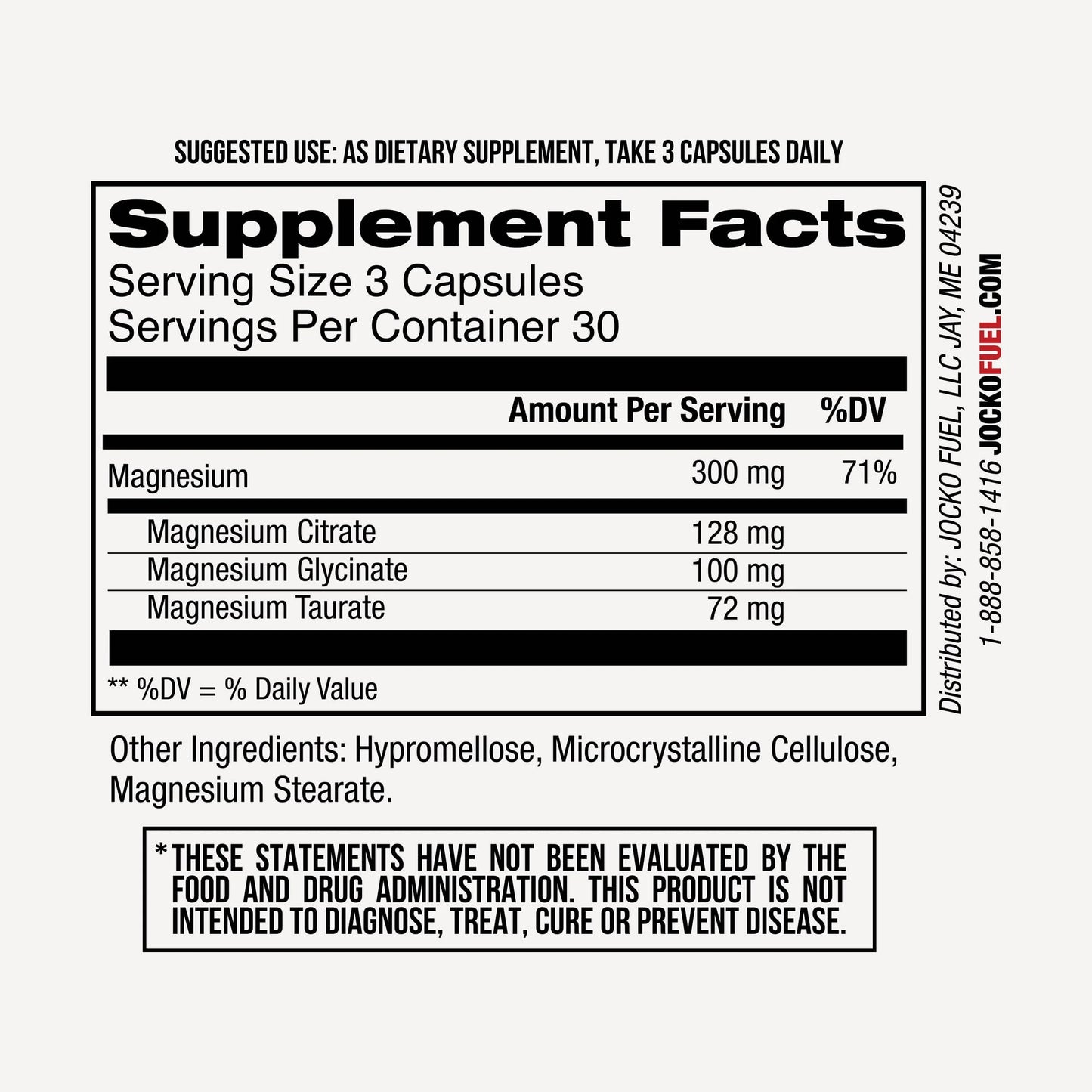 Magnesium Complex Supplement - Magnesium Glycinate, Citrate, & Taurate, 30-Day Supply