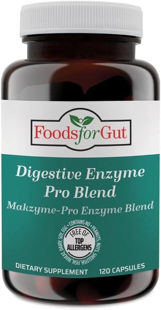 Digestive Enzyme Makzyme-Pro Blend & Probiotics plus | 120 Capsules | Vegetarian Capsules | Free of Top Allergens | Support Digestive Health | Bloating & Gas Relief