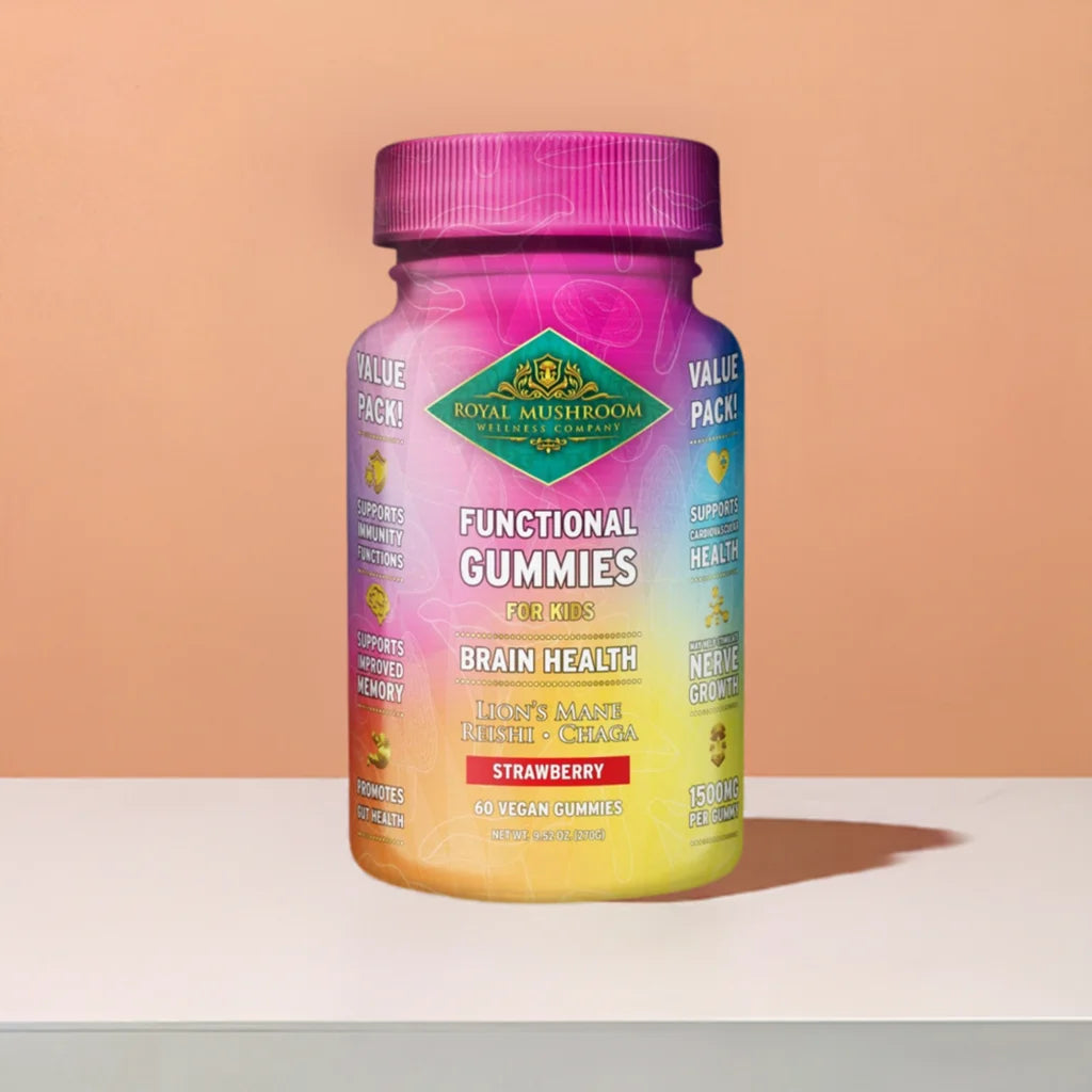 Brain Health Mushroom Mix Gummies for Kids Strawberry Flavor 60 Ct