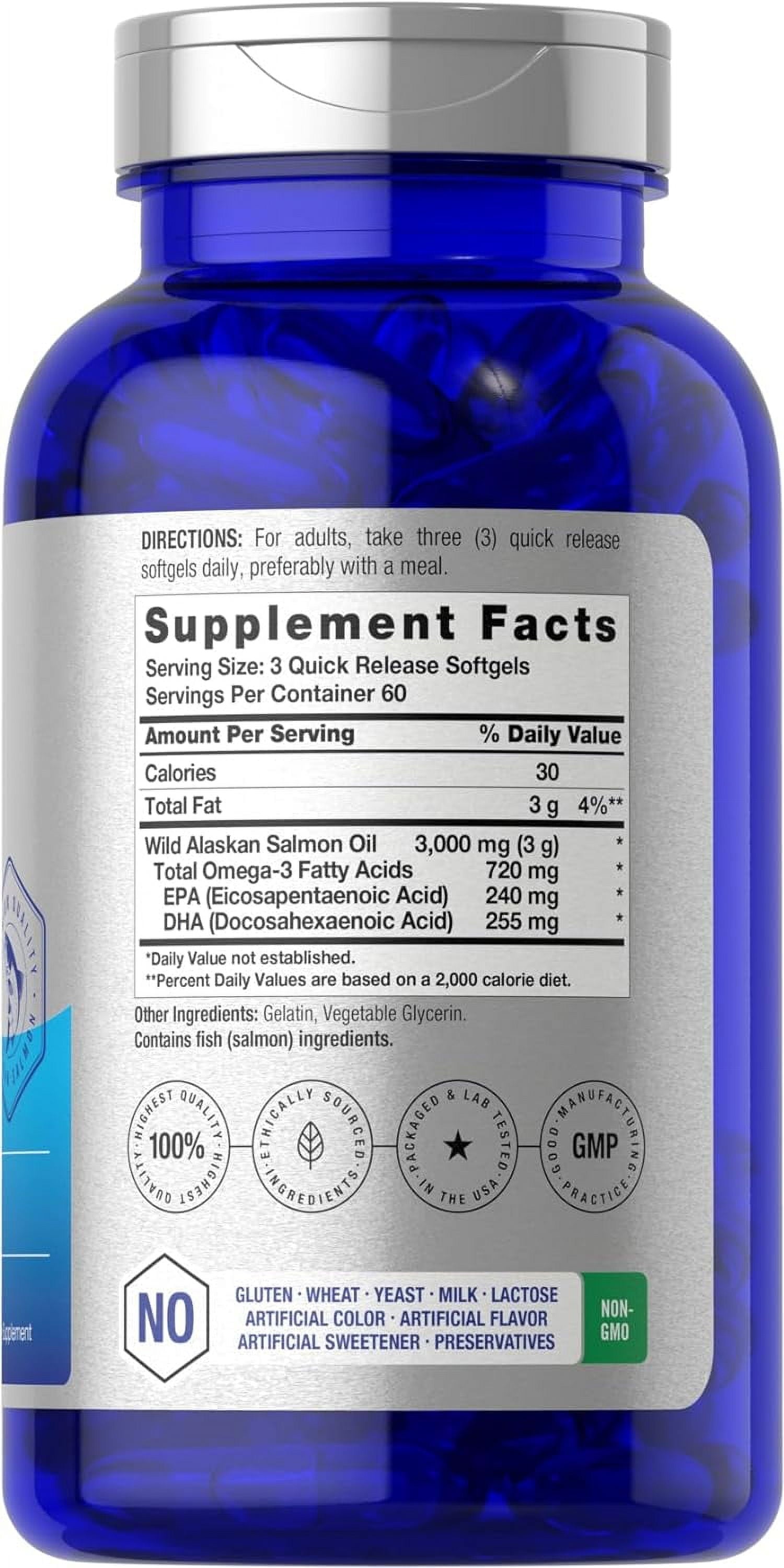 Salmon Oil | 3000Mg | 180 Softgels for Men and Women | Wild Alaskan Fish Oil | by