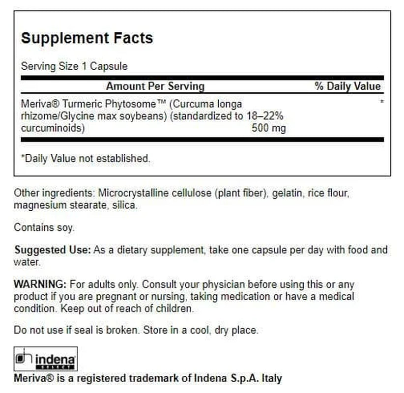 Turmeric Phytosome with Meriva 500 Milligrams 60 Capsules
