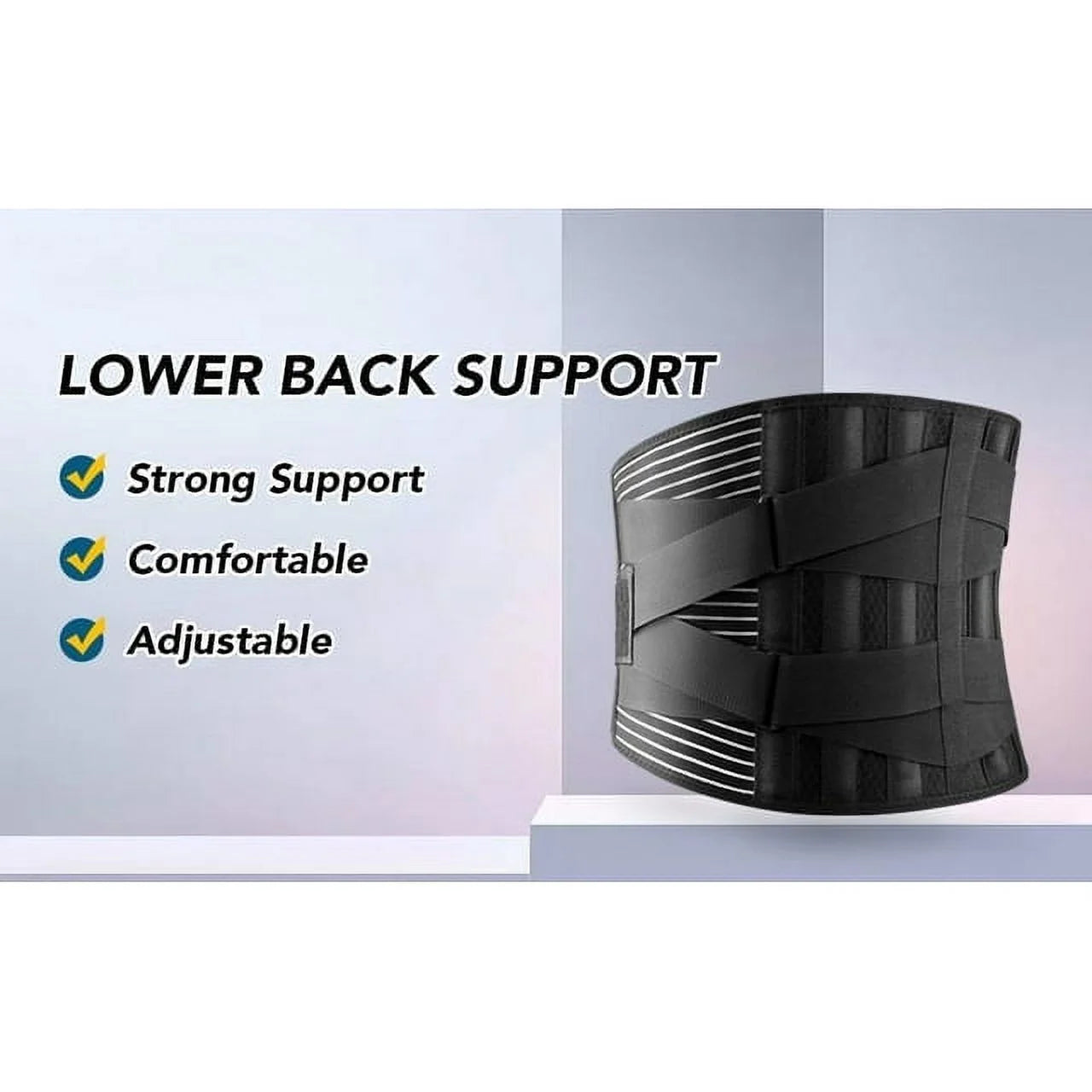 Back Braces for Lower Back Pain Relief with 6 Stays, Breathable Back Support Belt for Men/Women for Work , Anti-Skid Lumbar Support Belt with 16-Hole Mesh for Sciatica(L)