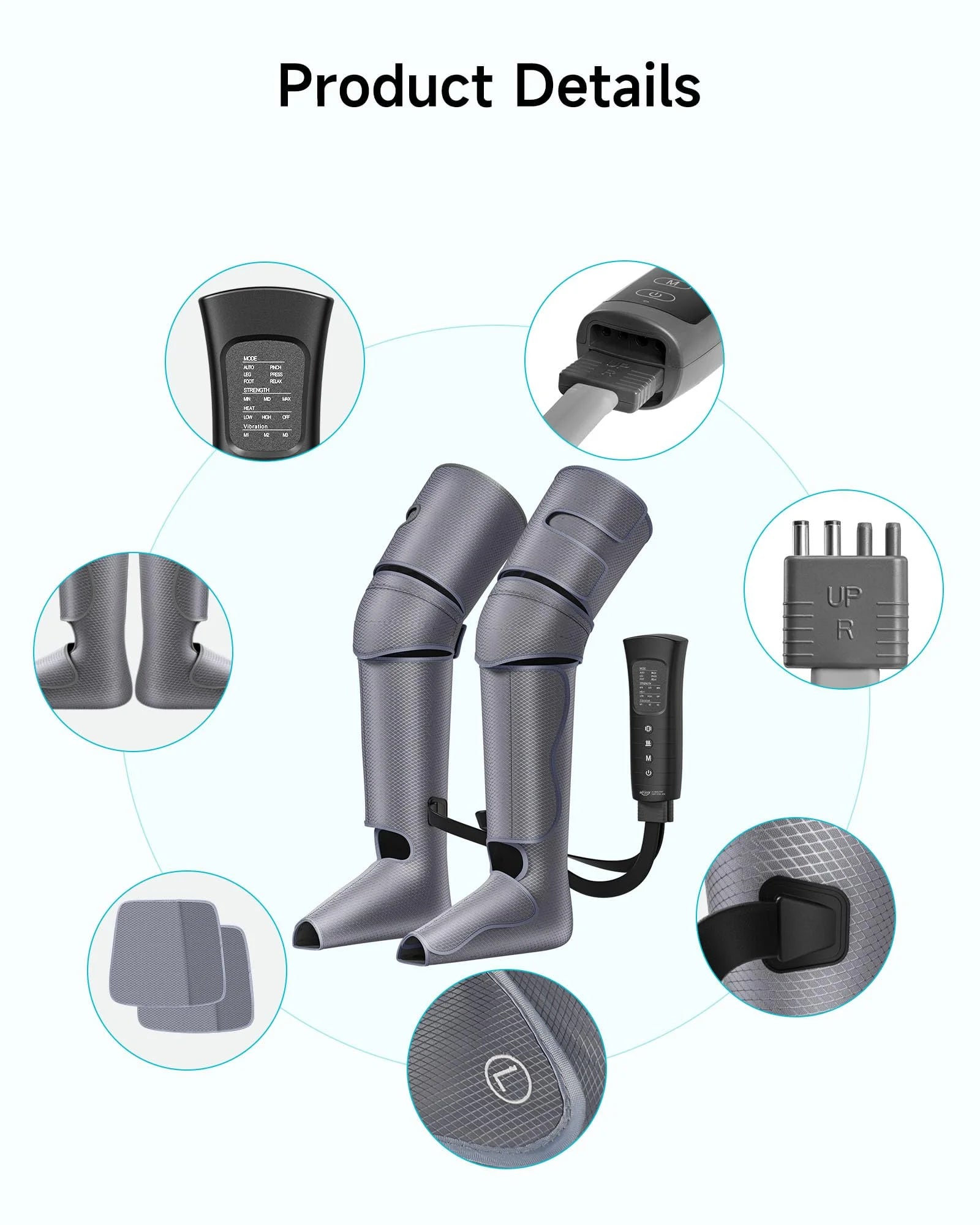 Leg Massager for Muscle Relaxation,Full Leg Air Compression for Circulation and Pain Relief,Foot/Knee Massager with 3 Intensities and 6 Modes