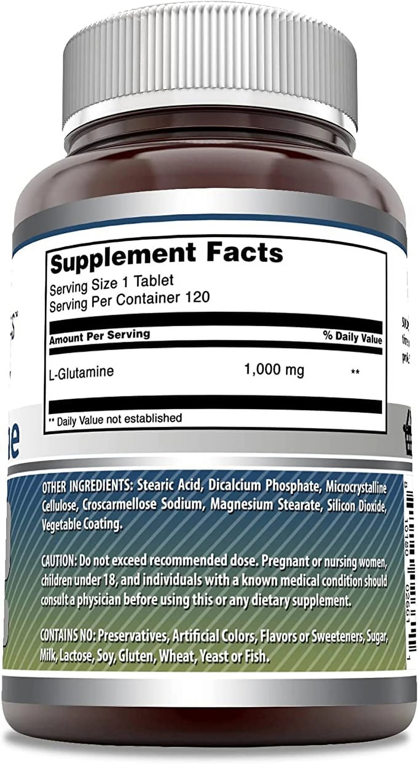 L Glutamine 1000Mg 120 Tablets (Non-Gmo,Gluten Free) - Pack of 3
