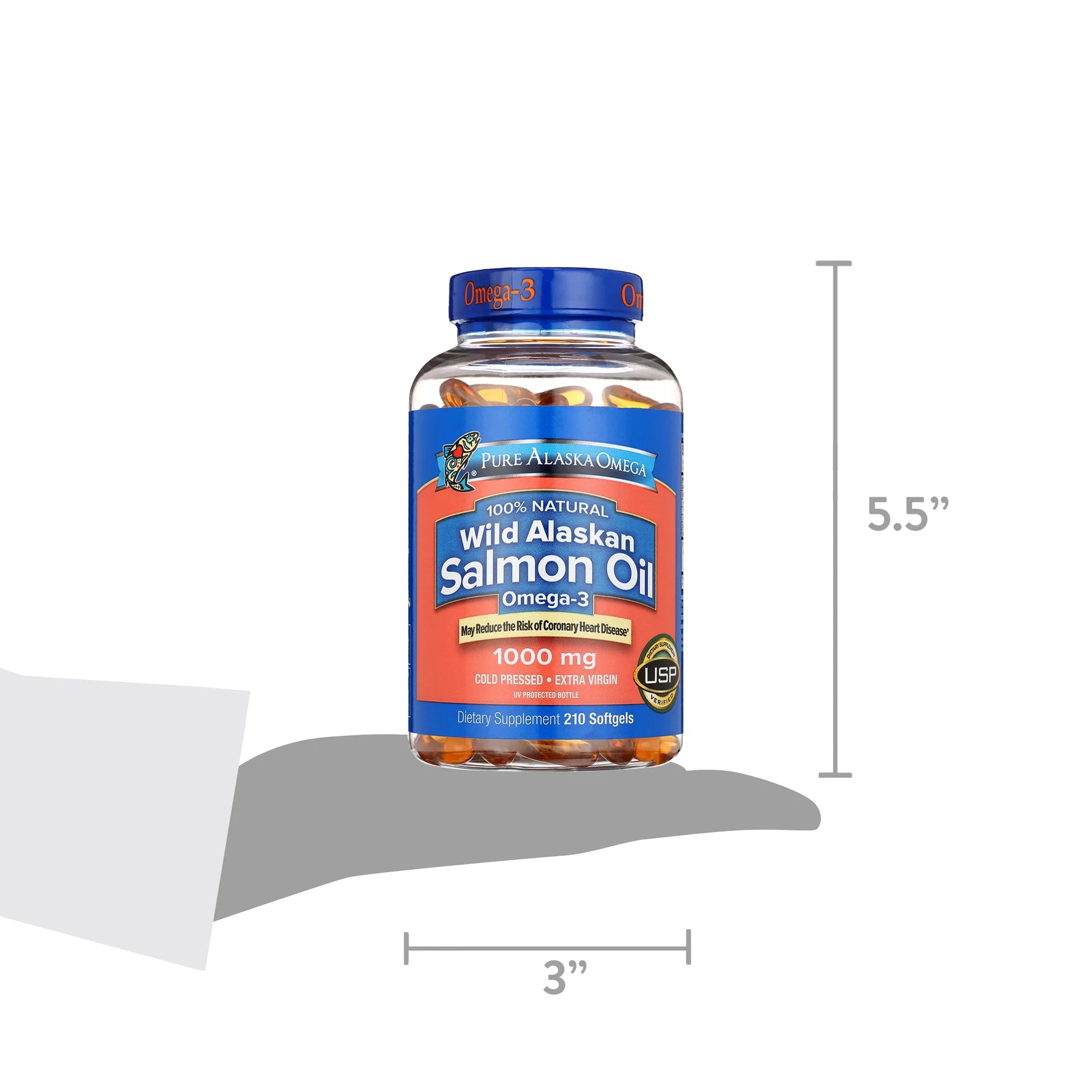 Omega 100% Natural Wild Alaskan Salmon Oil 1000 Mg, 210 Ct Softgels