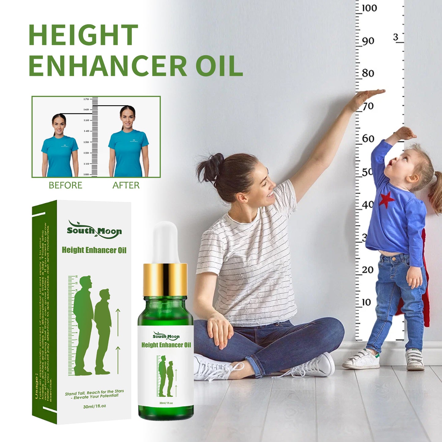 Height Enhancer Oil, Plantar Acupoint Stimulation Massage Height Promotes Long Health Care Oil