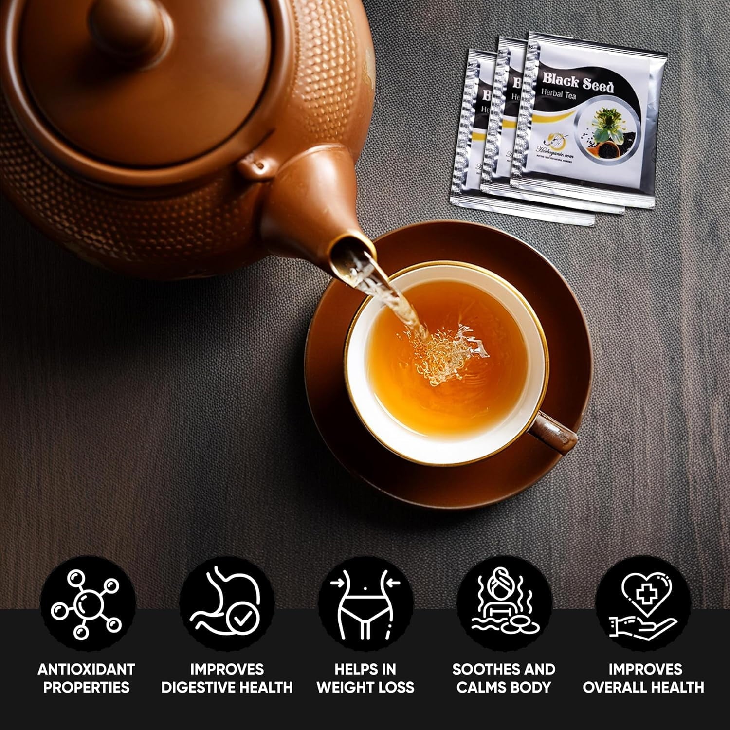 Black Seed Wellness Pack Featuring Black Seed Oil Capsules (60 Softgels), Black Seed Living Bitters 16 Oz and Black Seed Herbal Tea (20 Tea Bags) | Natural and Pure Ingredients