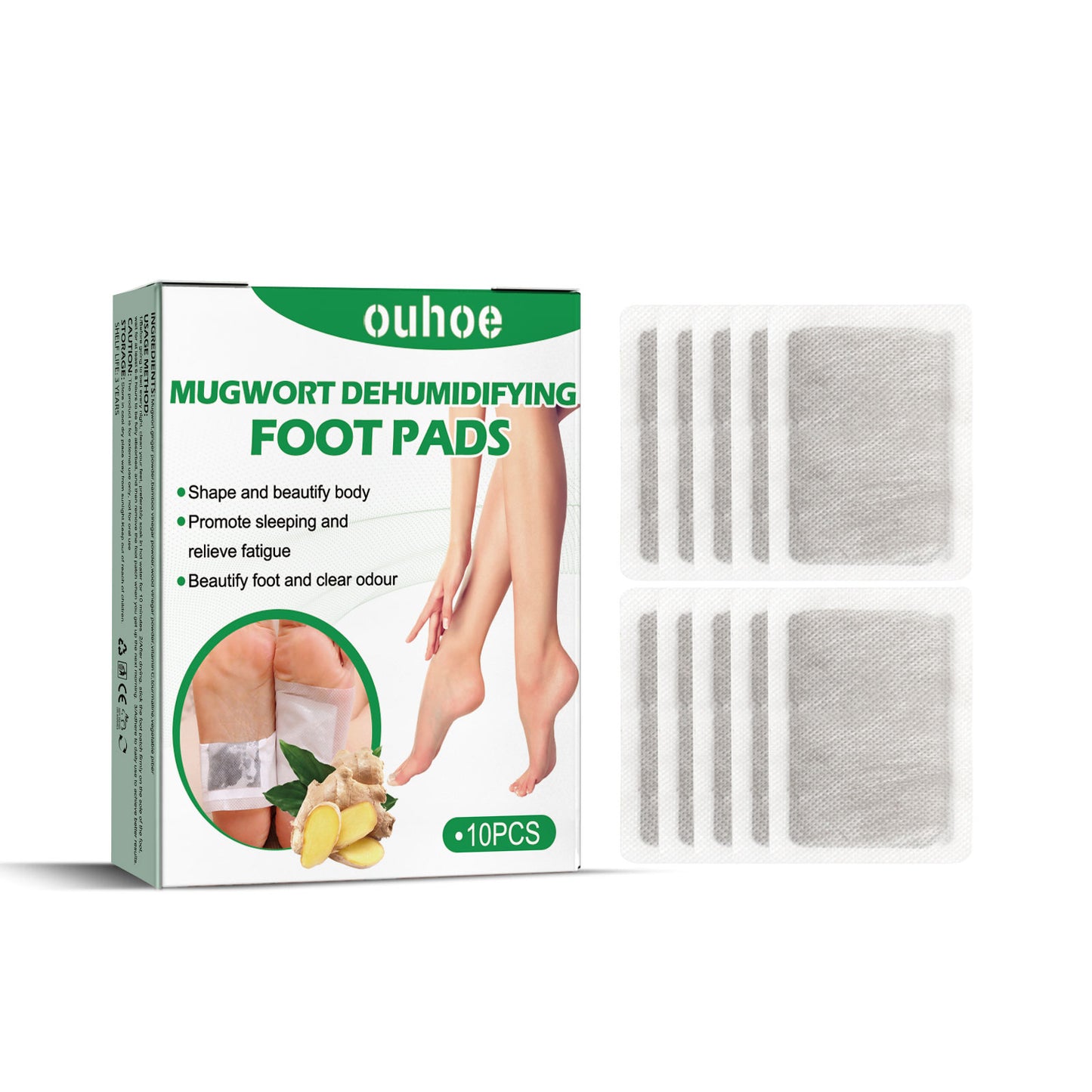 Mugwort Foot Patch, Ginger Mugwort Essence Removing Dampness Moist Foot Massage Care Foot Patch