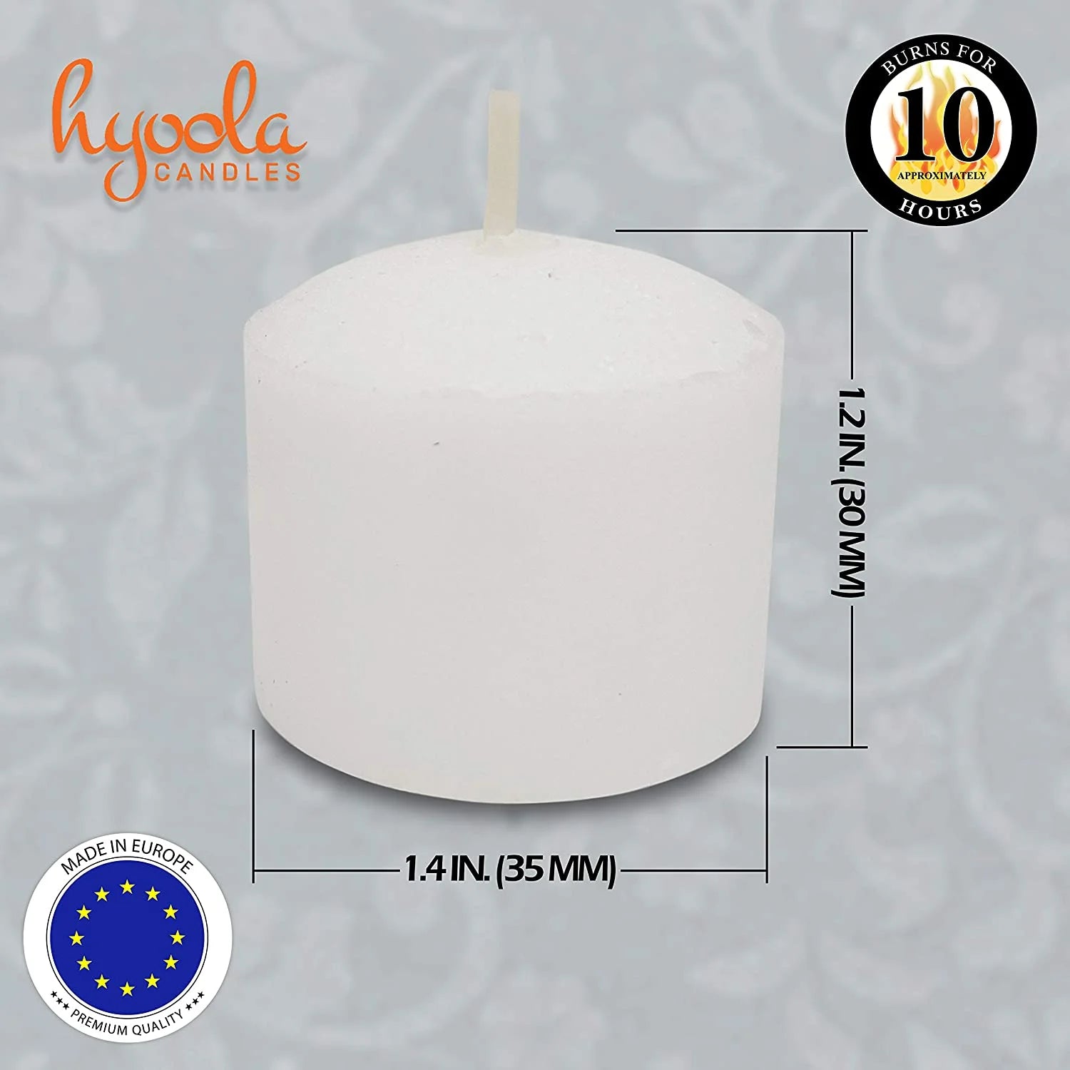 Bulk Unscented 10 Hour White Votive Candles, Paraffin Wax with Cotton Wicks, 100-Pack