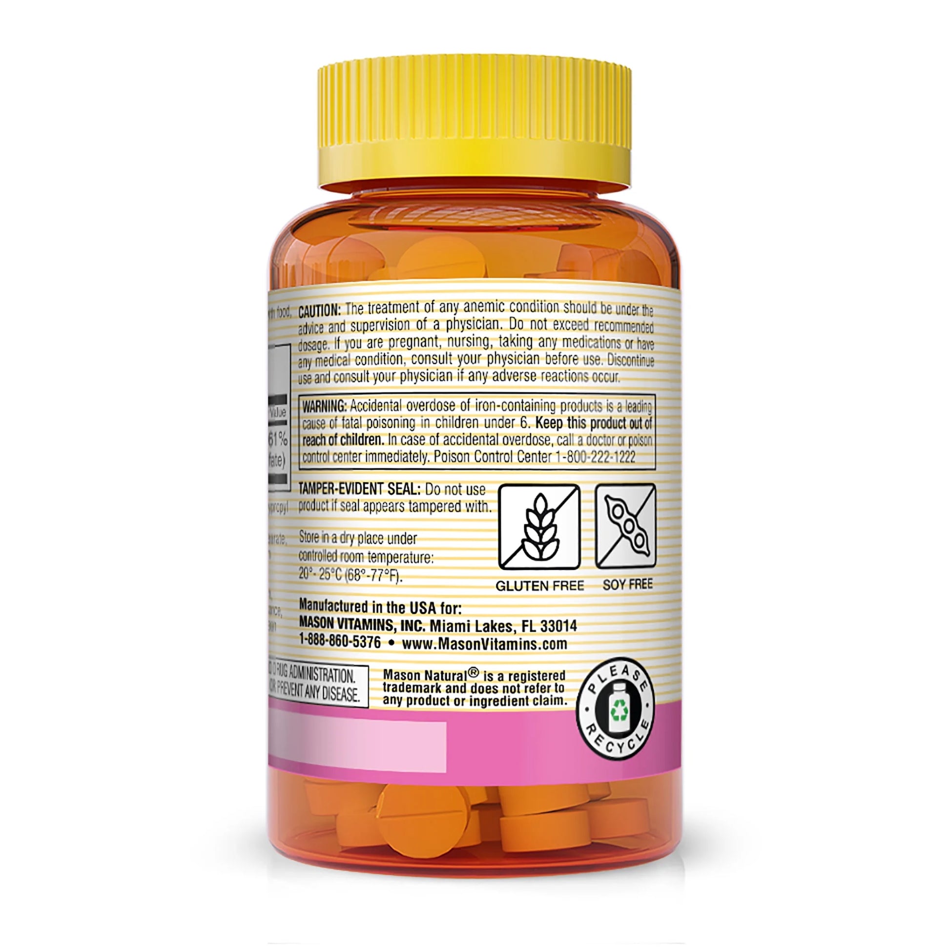 Iron 65 Mg - Supports Red Blood Cell Formation, Improves Energy Utilization, Essential Mineral Supplement, 100 Tablets