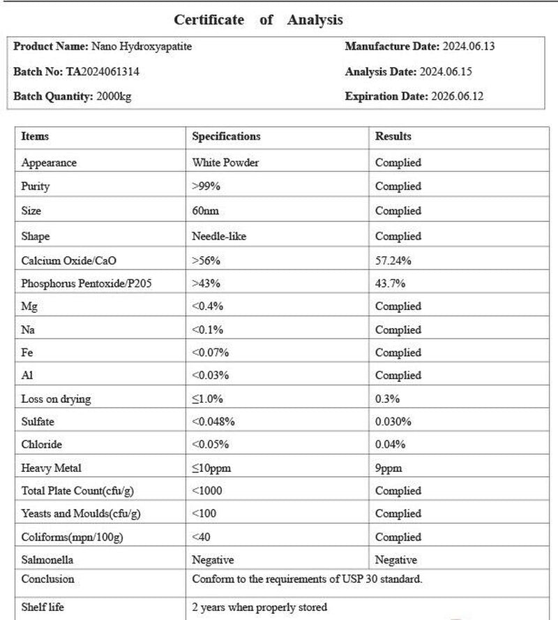 Hydroxyapatite 60 Nano Food Grade 100 %- Bone /Teeth Health Very Potent