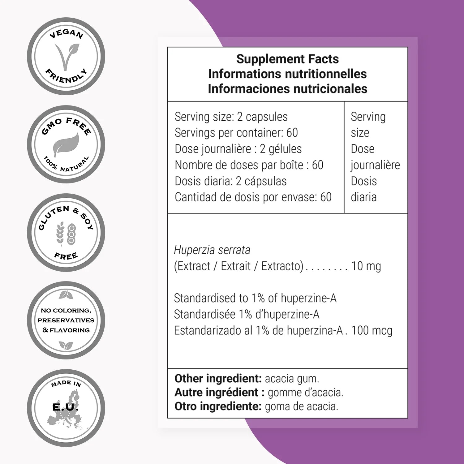 - Huperzine-A 100 Mcg per Day - Nootropic Supplement | Non-Gmo & Gluten Free - 120 Vegetarian Capsules