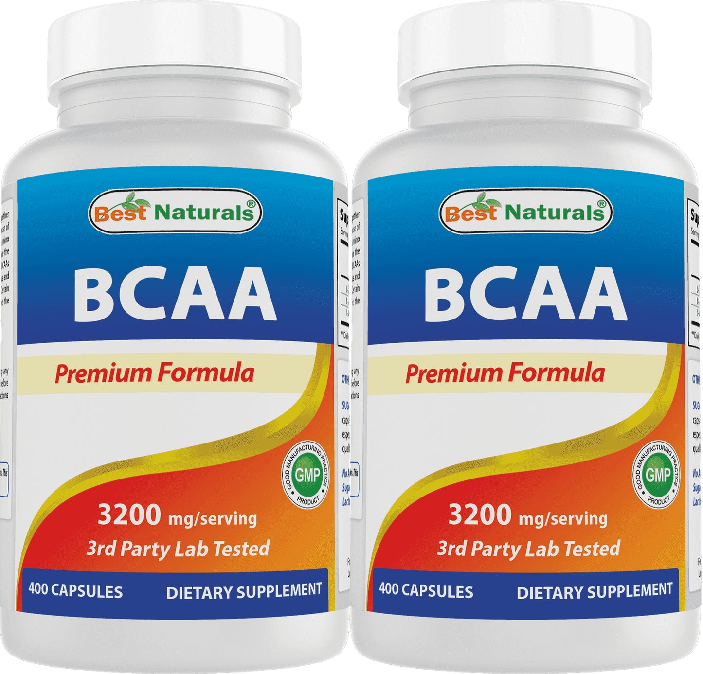 2 Pack  BCAA Branch Chain Amino Acid, 3200Mg per Serving, 400 Capsules