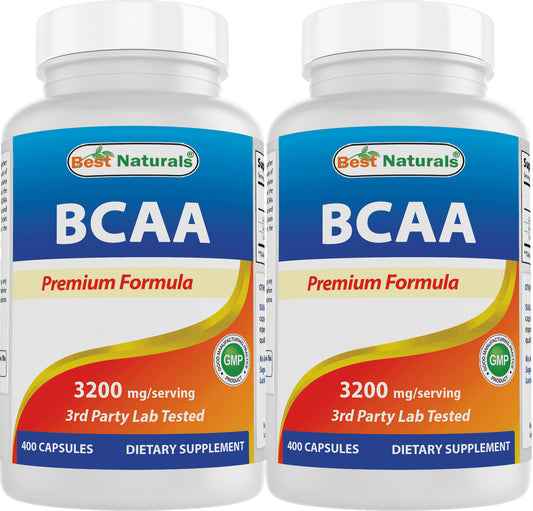 2 Pack  BCAA Branch Chain Amino Acid, 3200Mg per Serving, 400 Capsules