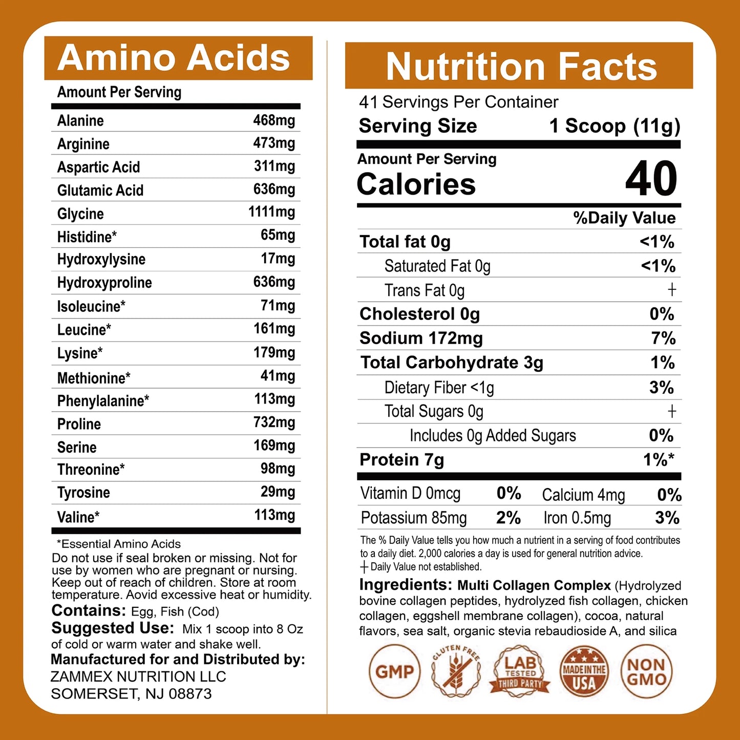 Multi Collagen Peptides Powder 16Oz, Hydrolyzed Collagen Protein Powder Collagen Types I,II,III,V,X, Chocolate &Coconut Flavor, 41 Servings