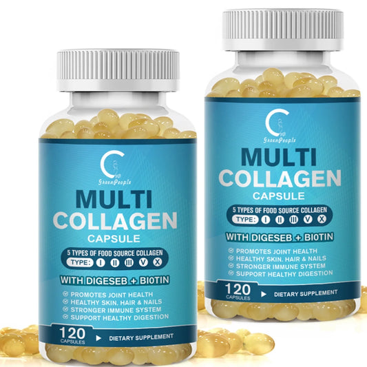 Multi Collagen Capsules 5000Mg, Types I, II, III, V & X for Hair Skin and Nails Healthy, 240 Capsules (2 Pack)
