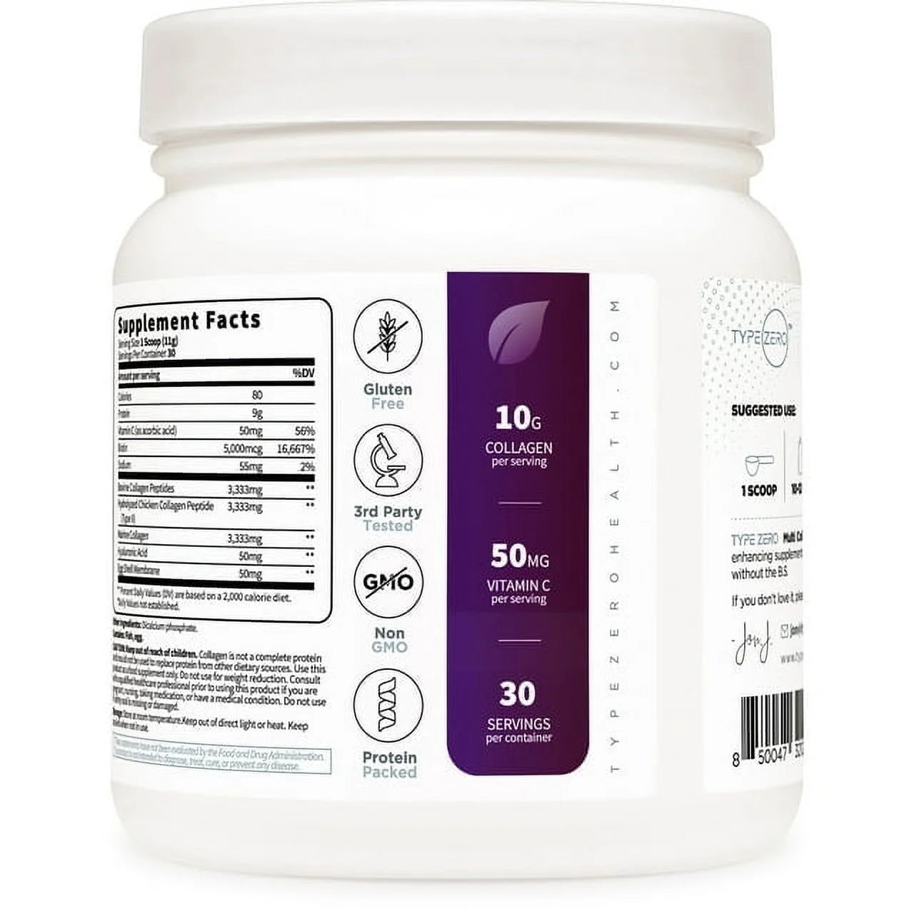Multi Collagen Powder 30 Servings - Types I, II, III, V, & X Collagen Peptides + Hyaluronic Acid, Vit C, Biotin