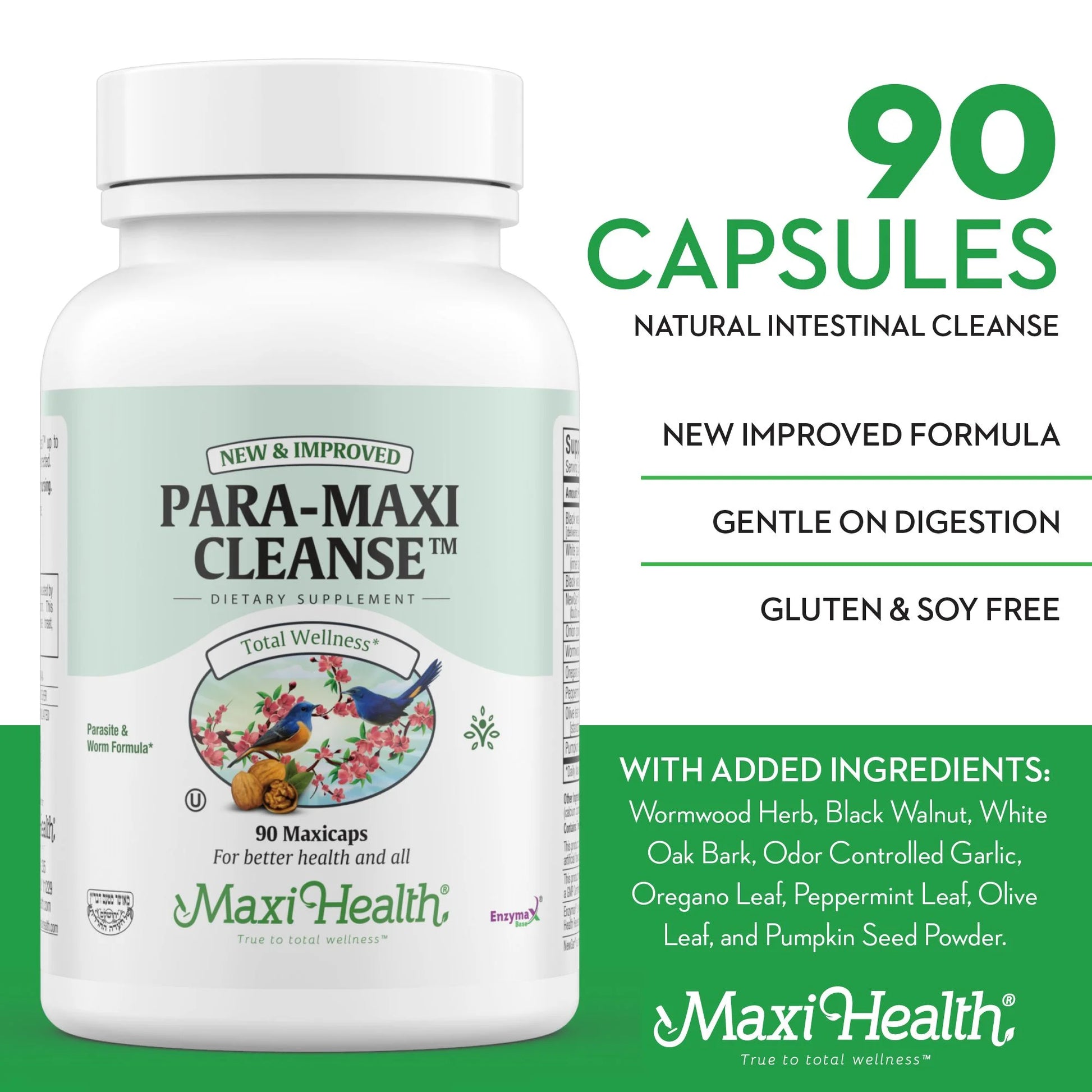 Para-Maxi Cleanse – Black Walnut & Wormwood Gut Detox for Men & Women – Parasite Cleanse – 90 Capsules
