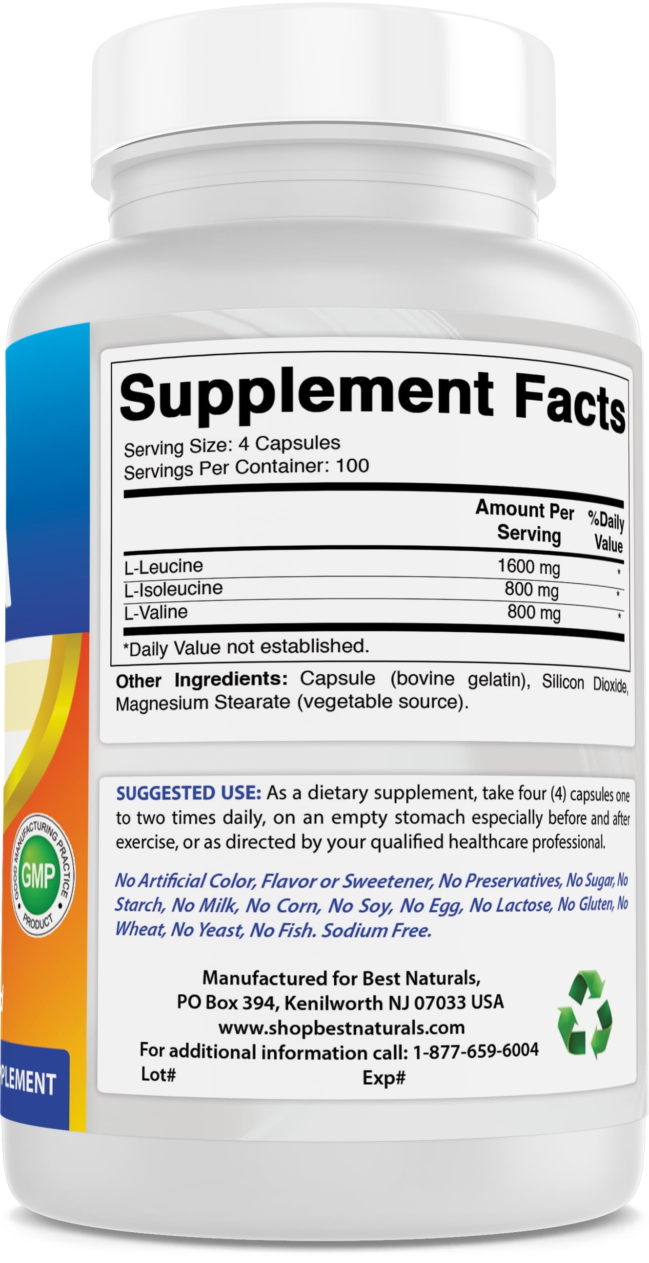 2 Pack  BCAA Branch Chain Amino Acid, 3200Mg per Serving, 400 Capsules