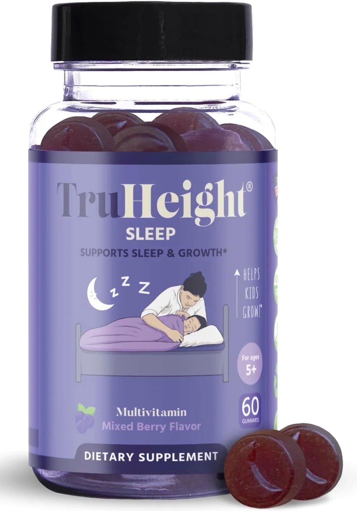 Sleep Gummies - Kids & Teen Natural Sleep Aid for Maximum Growth - Pediatric Recommended - Kids Melatonin Gummy - Melatonin, Ashwagandha, L Theanine, Lemon Balm, Ages 4+, Mixed Berry Flavor