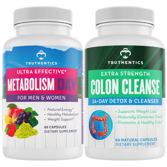 Metabolism Booster and Colon Cleanse Bundle - Boost Energy & Metabolism, Flush Toxins - 60 Capsules Each