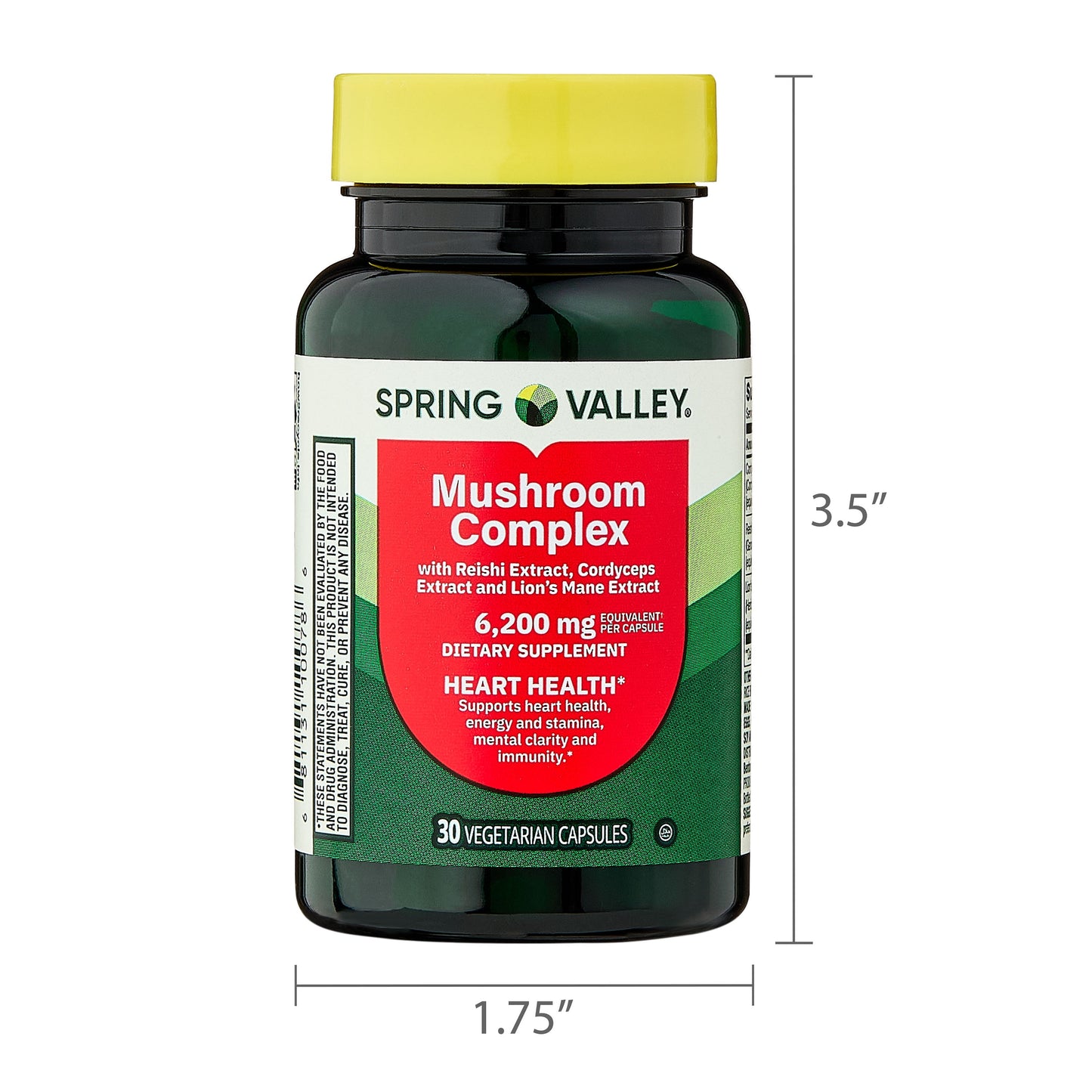 (3 Pack)  Mushroom Complex Dietary Supplement Vegetarian Capsules for Heart Health, 6,200 Mg, 30 Count