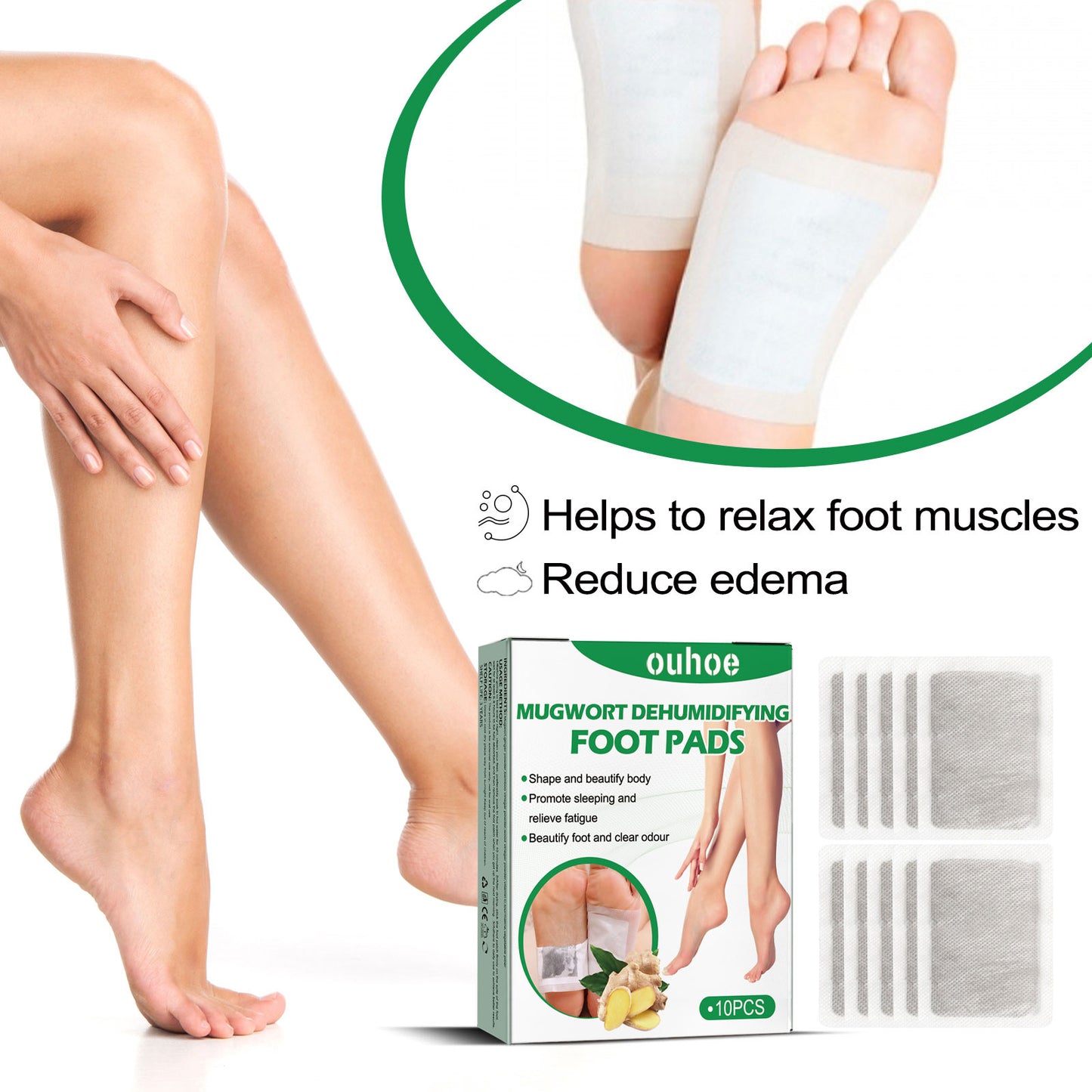 Mugwort Foot Patch, Ginger Mugwort Essence Removing Dampness Moist Foot Massage Care Foot Patch