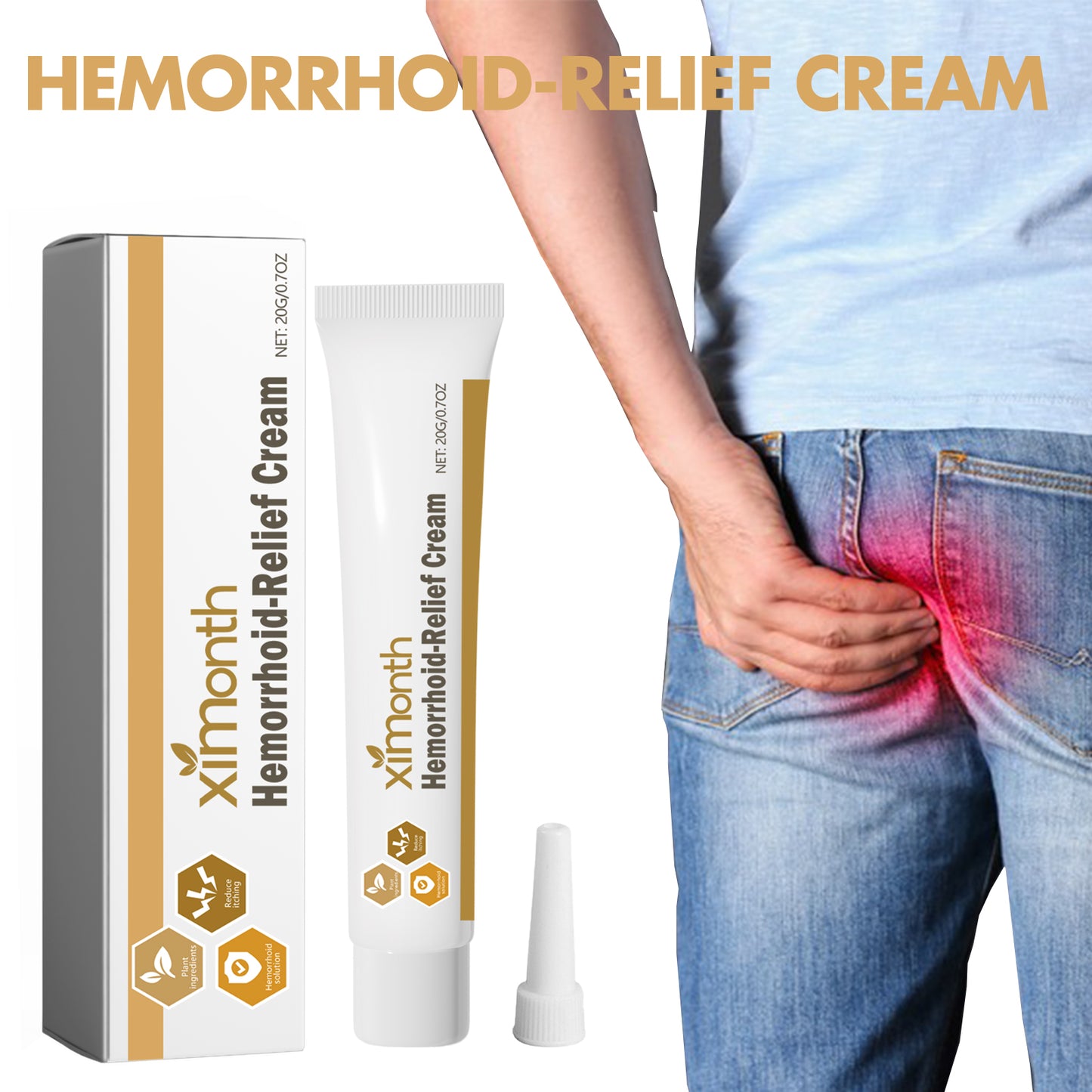 Hemorrhoid-Relef Cream, Relieve Itching Discomfort Repair Internal And External Mixed Nevus Anus Soothes Meat Ball Swelling