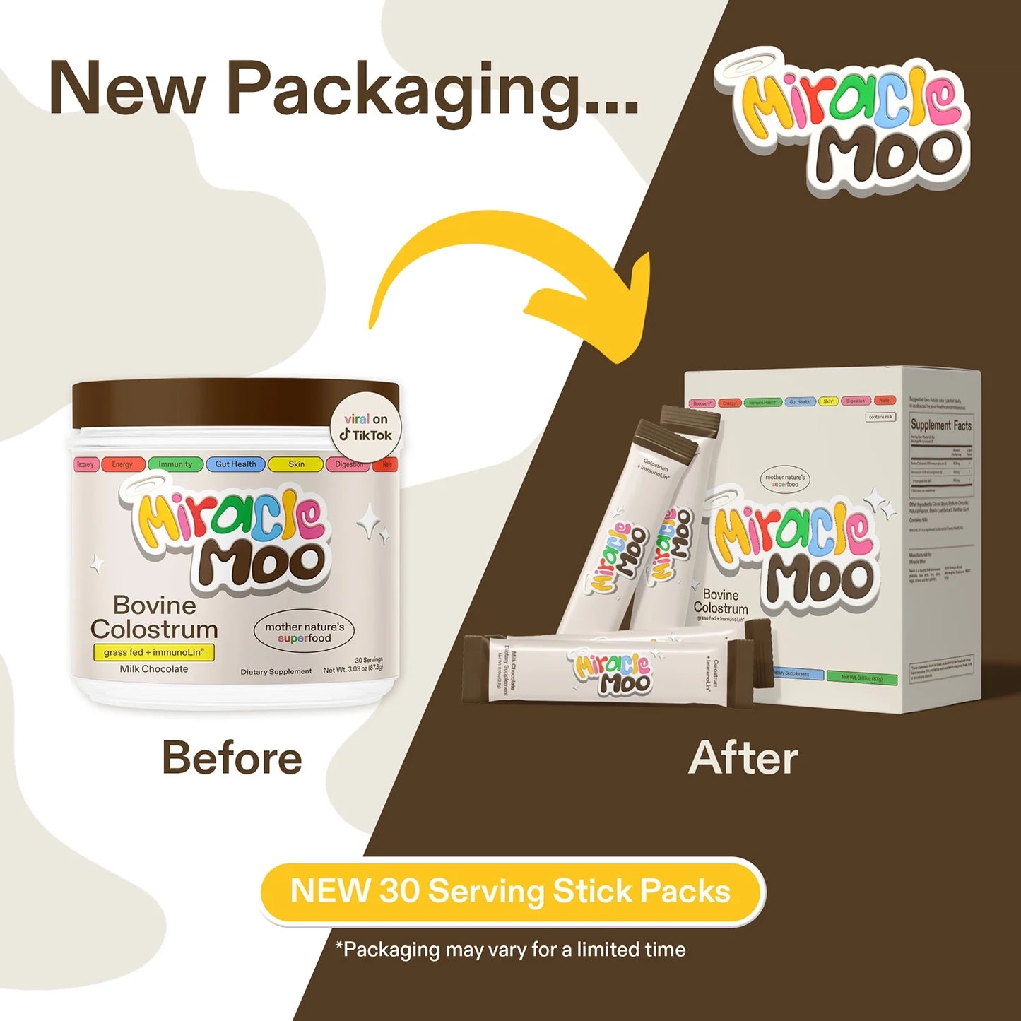 Milk Chocolate Bovine Colostrum Stick Packets, 30 Count