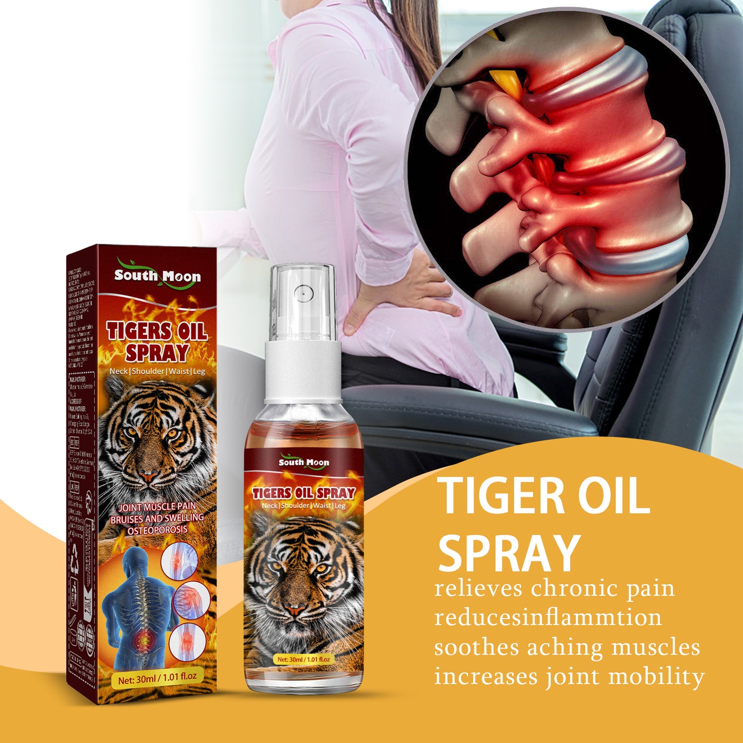 Tiger Oil Spray, Relieve Body Joint Knee Discomfort With External Massage Treatment Spray