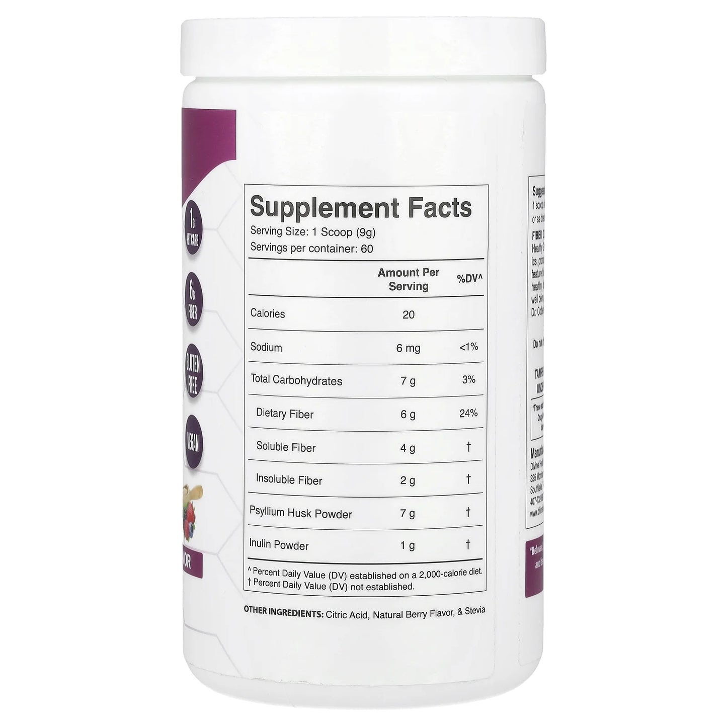 Dr Colbert MD Fiber Zone Powder | Berry Flavor | Prebiotics, Isoluble & Soluble Fiber | Psyllium Husk | Inulin | Recommended in Keto Zone Diet & Healthy Gut Zone | 19 Oz