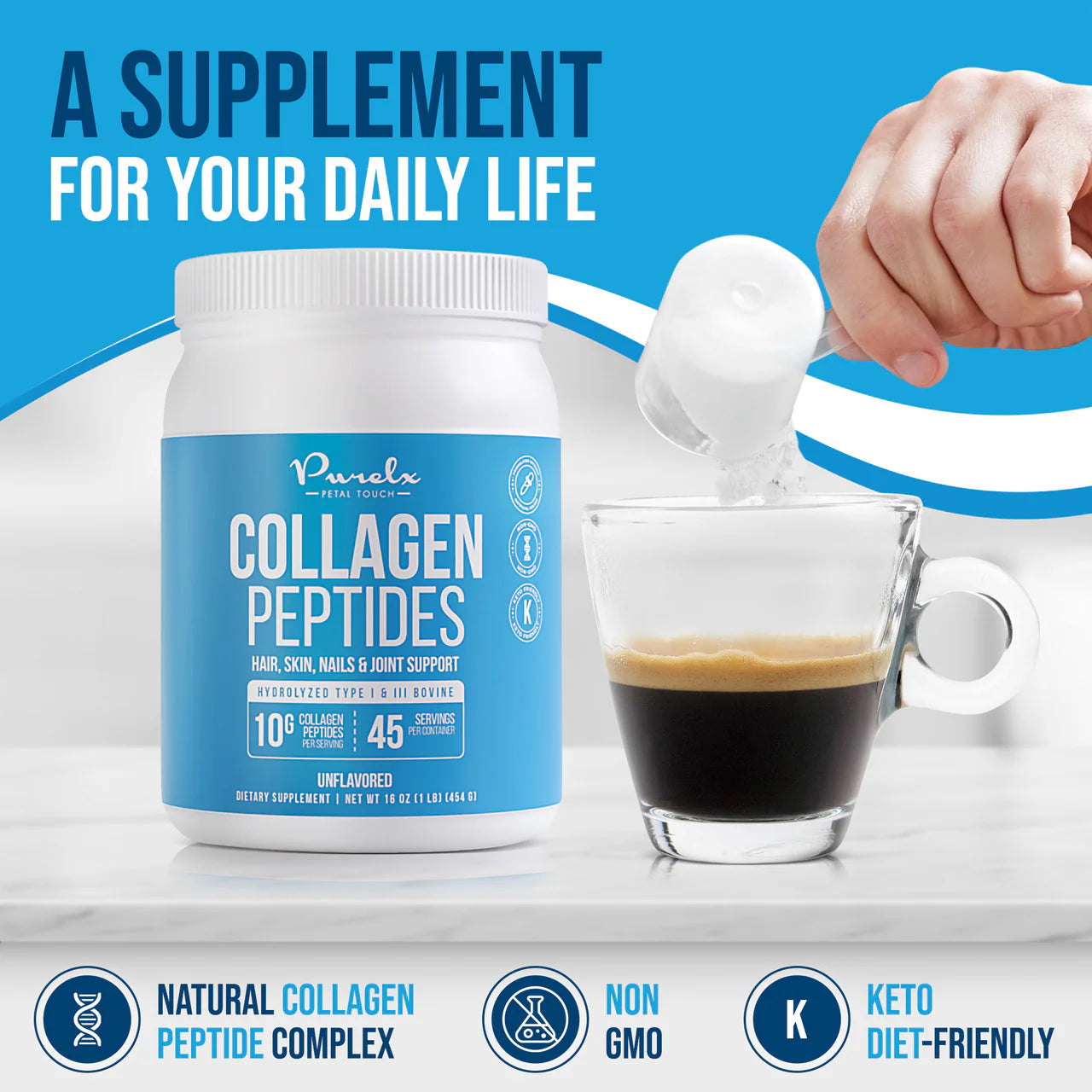 - Collagen Peptides Supplement - Unflavored - 1 Lb
