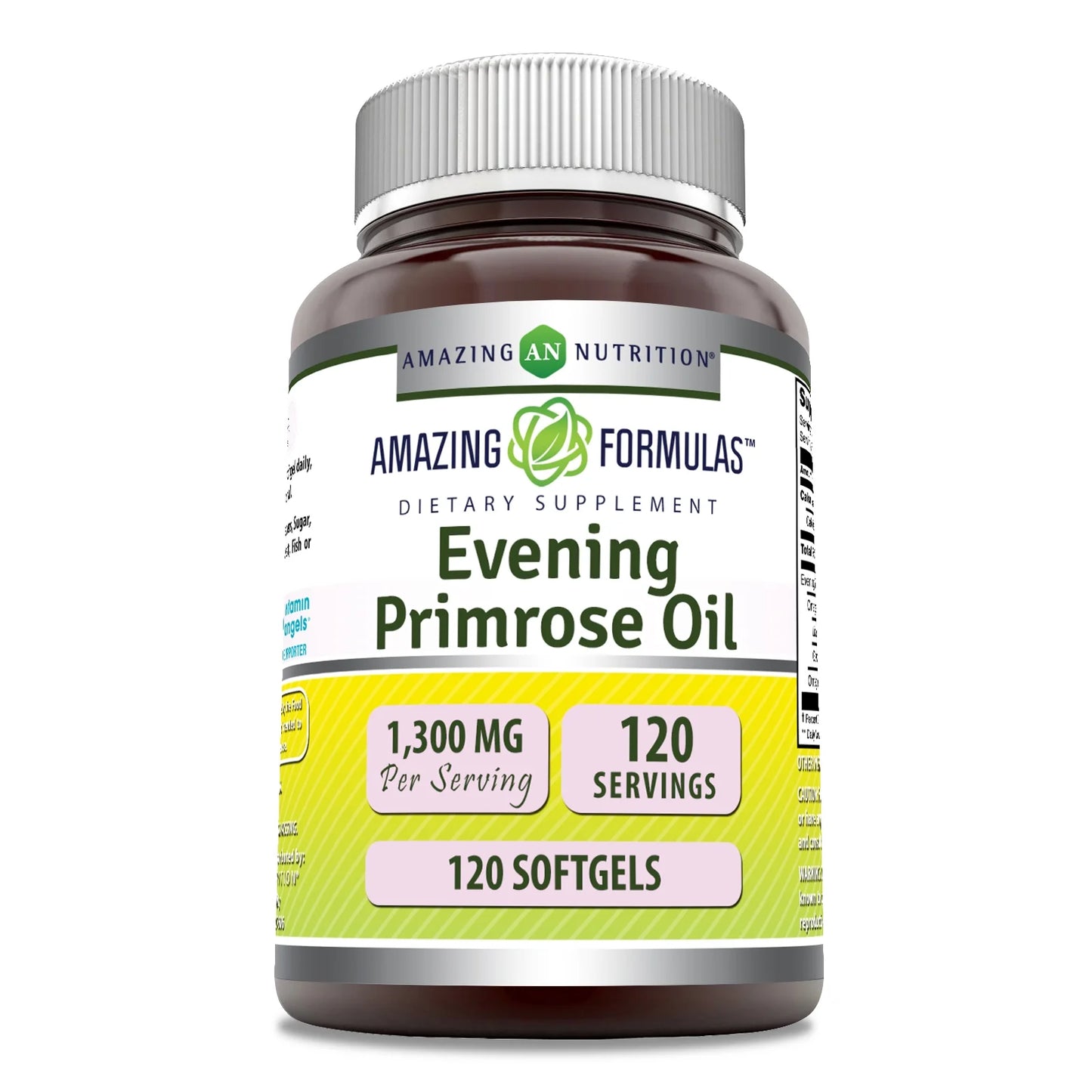 Amazing Formulas Evening Primrose Oil 1300Mg, 10% GLA, 250 Softgels Supplement | Hexane Free Cold Pressed Oil | Non-Gmo | Gluten Free