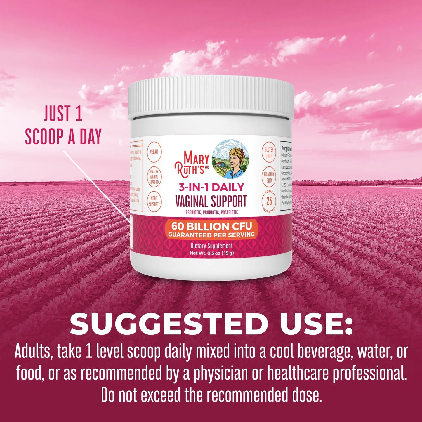 Allergen Free Probiotics Powder for Digestive Health & Hormonal Support, 50 Billion CFU, 0.5 Oz
