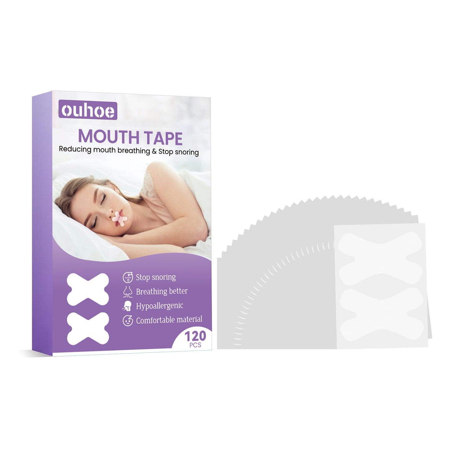 Sleep Anti-Snoring Tape, Open Mouth Breathing Physical Expansion Pamper Sleep Anti-Snoring Patch