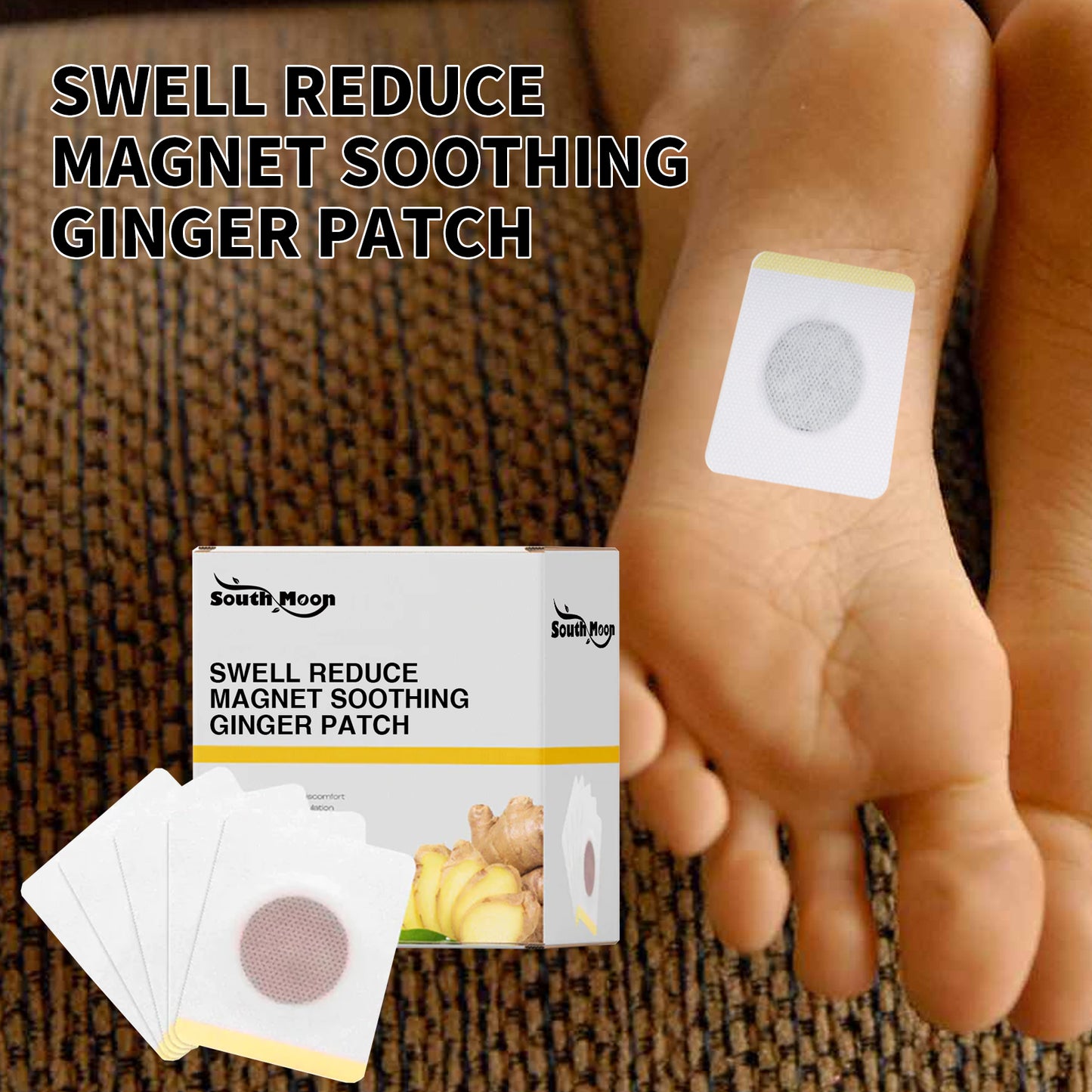 Swell Reduce Magnet Soothing Ger Patch, Ginger Essence Massage Relief Leg Swelling Pain Firming Slimming Care Patch