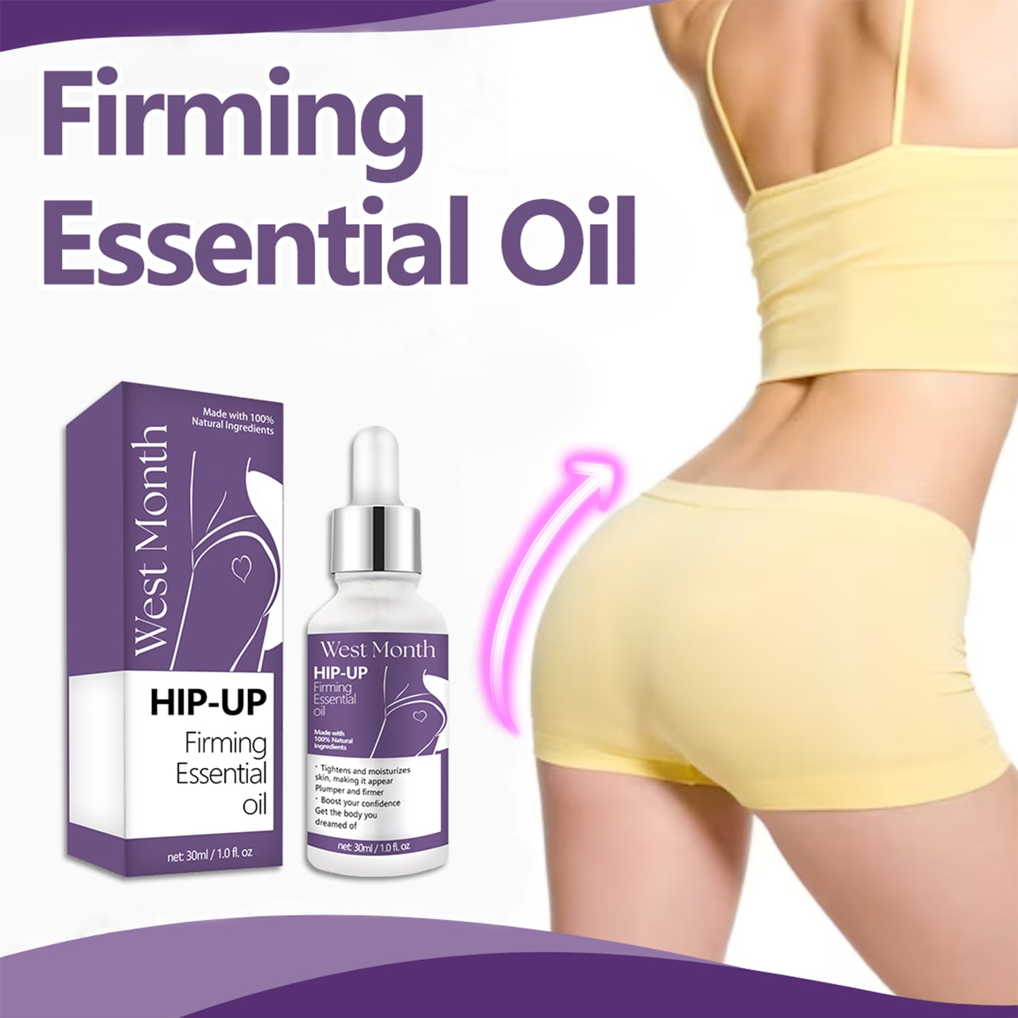 Butt Lift Essential Oil, Lift The Hips To Highlight The Curves Of The Hips Peach Butt Care Massage Essential Oil