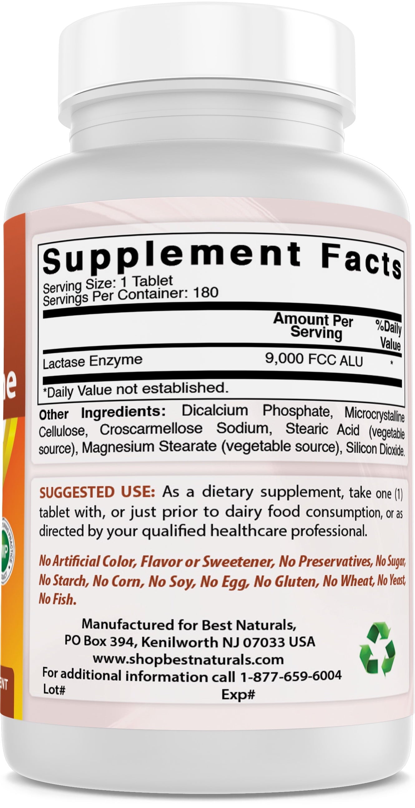 Lactase Enzyme 9000 FCC ALU 180 Tablets, Fast Acting Relief