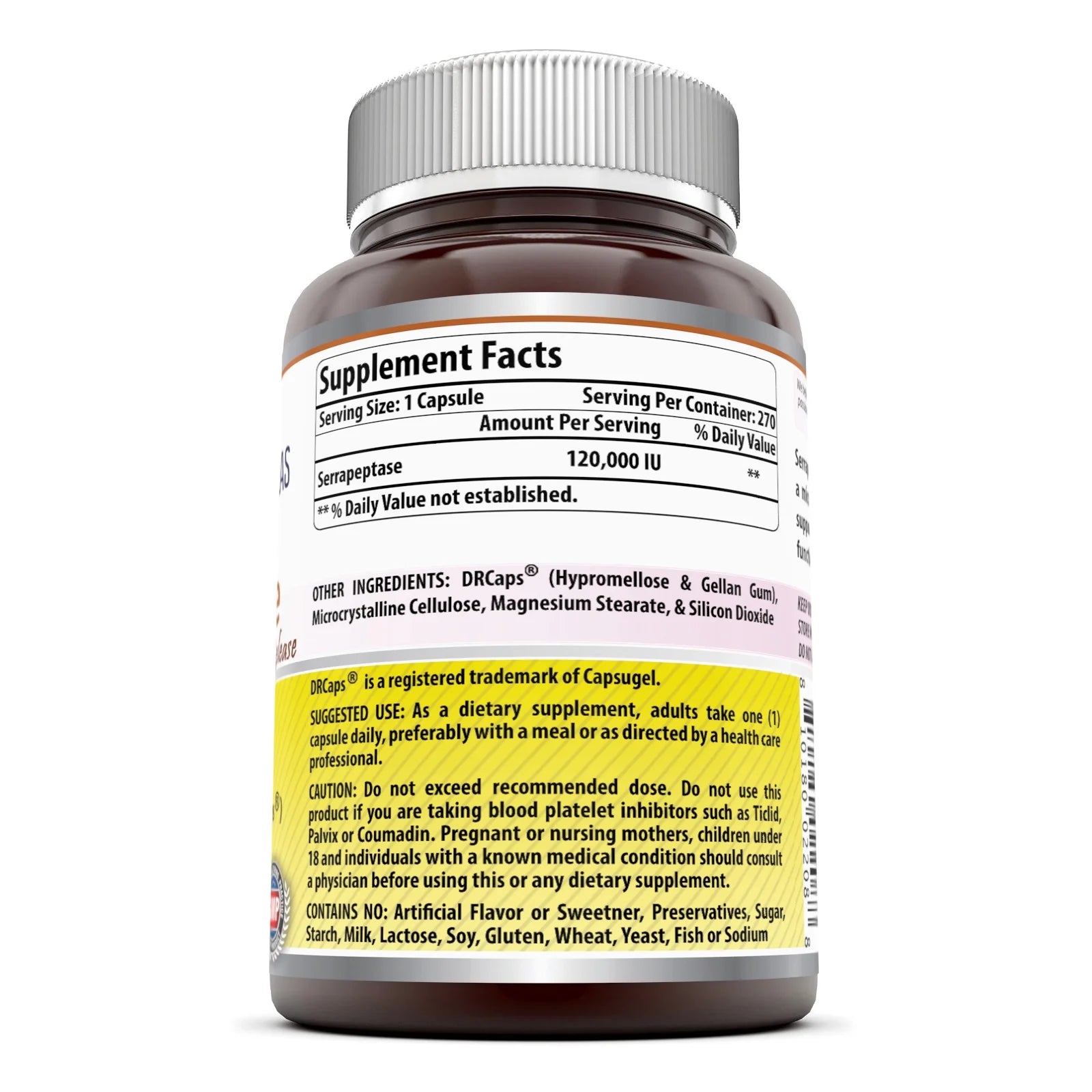 Serrapeptase - 120,000 Units, 270 Capsules