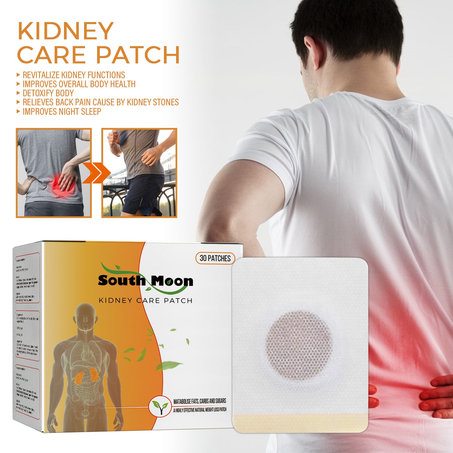 Kidney Care Patch, Relieve Lumbar Joint Pain Body Discomfort Health Care Navel Patch