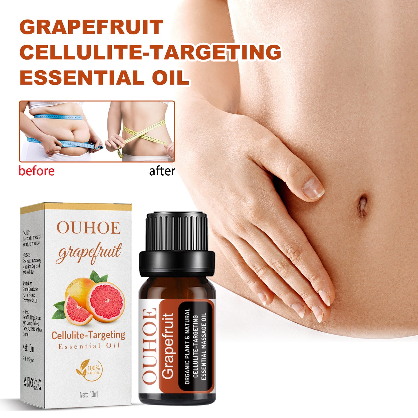 Grapefruit Body Shaping Essential Oil, Firming Anti-Orange Peel Body Shaping Slimming Essential Oil