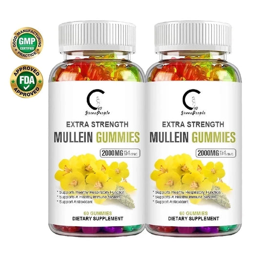 Mullein Gummies - Mullein Leaf Dietary Supplement for Respiratory System, Digestive Support, Immune Booster - Mullein Leaf Extract - 2000Mg, 120 Chewsn