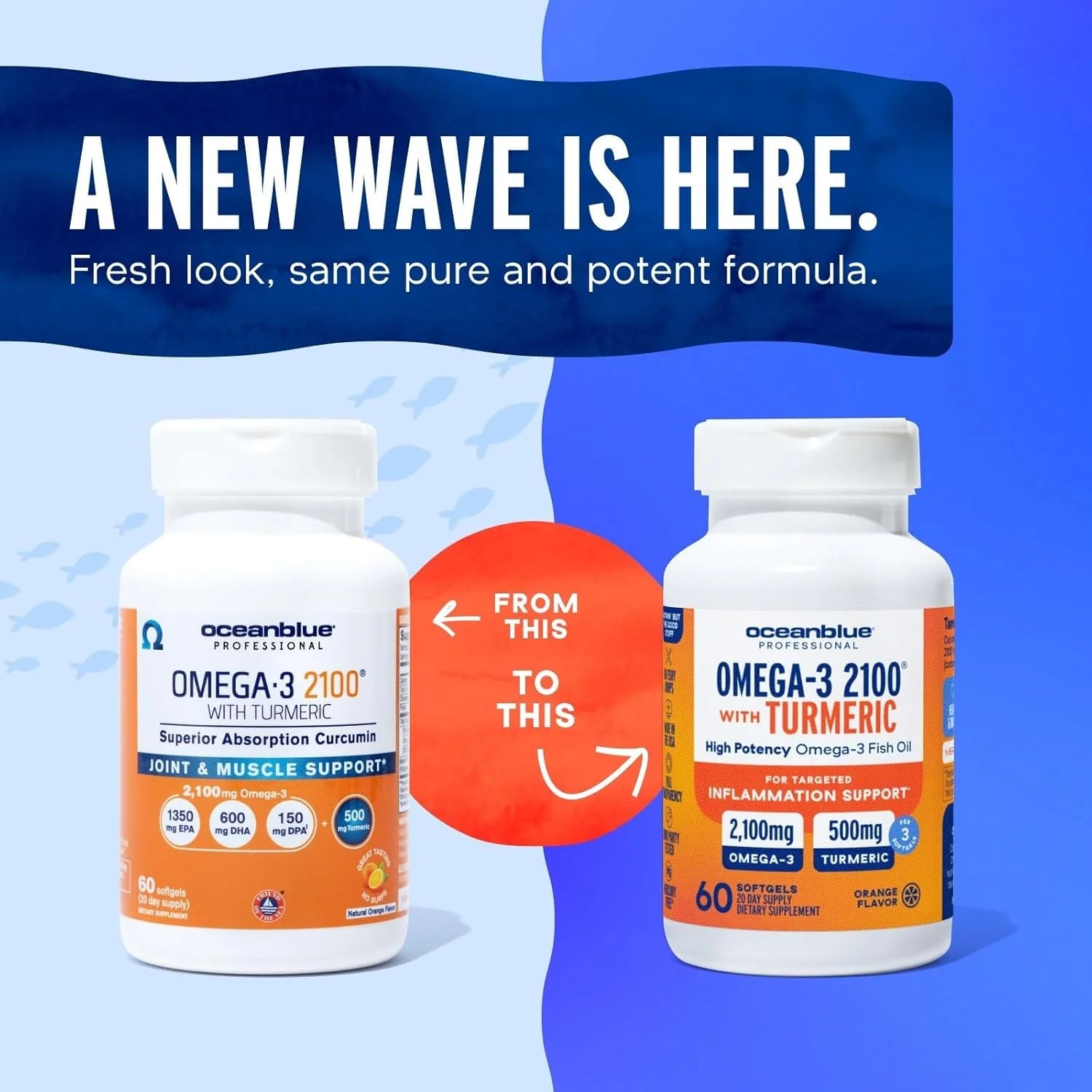 ® Professional Omega-3 2100 with Turmeric, 60Ct, Triple Strength Burpless Fish Oil, 20 Servings, Gluten-Free, No Mercury, for Targeted Inflammation Support