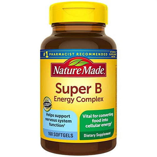Super B Energy Complex, Dietary Supplement for Brain Cell Function Support, 160 Softgels, 160 Day Supply