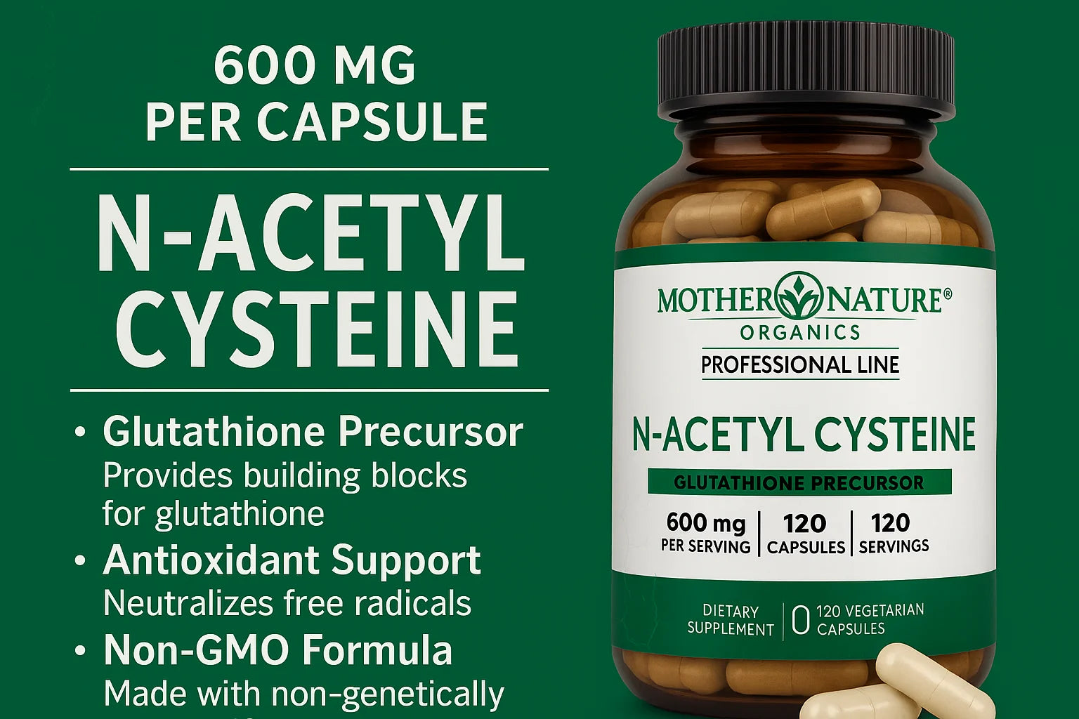 High-Potency Vegan N-Acetyl-L-Cysteine Supplement, 600Mg, 120 Count