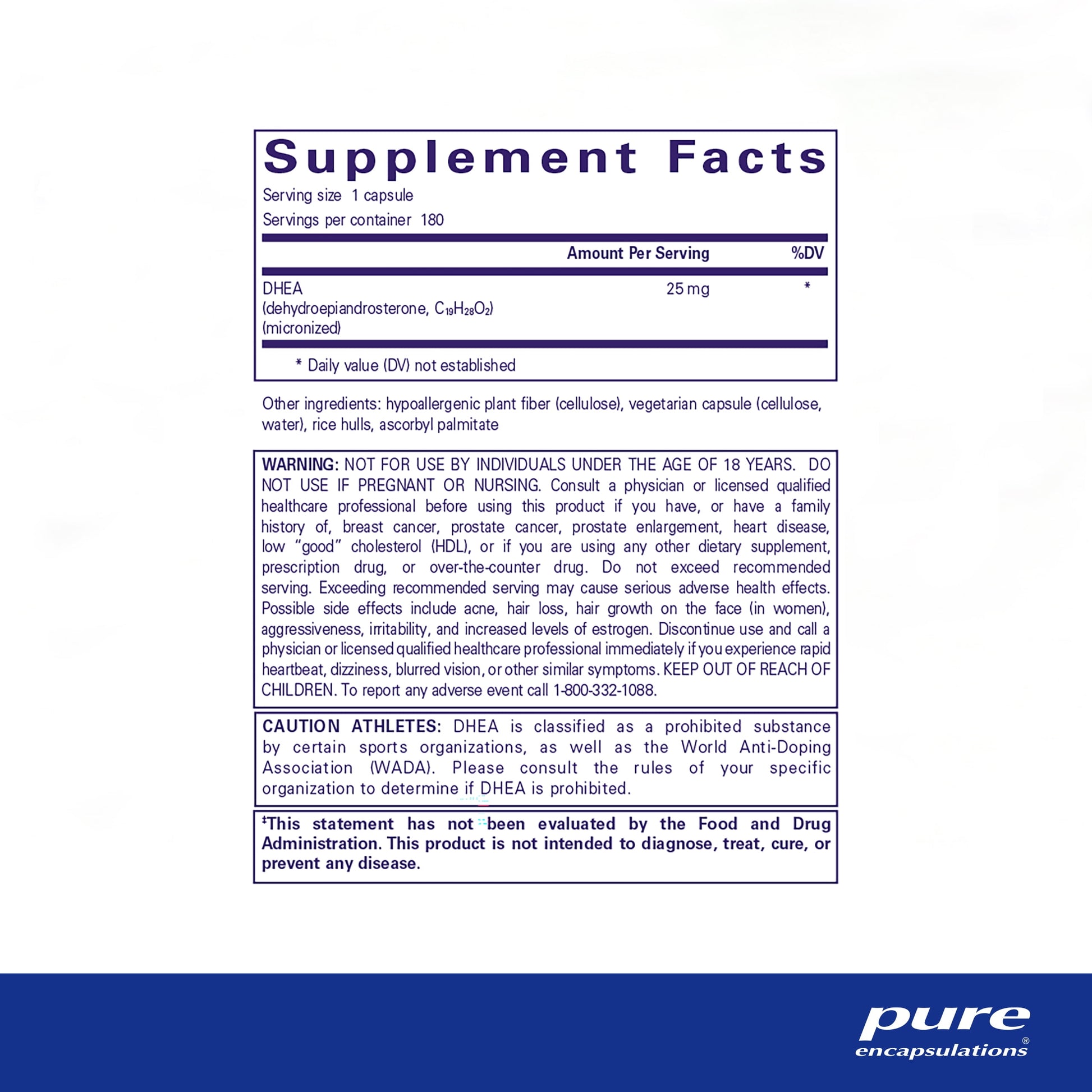 DHEA 25 Mg | Supplement for Immune Support and Hormone Balance* | 180 Counts